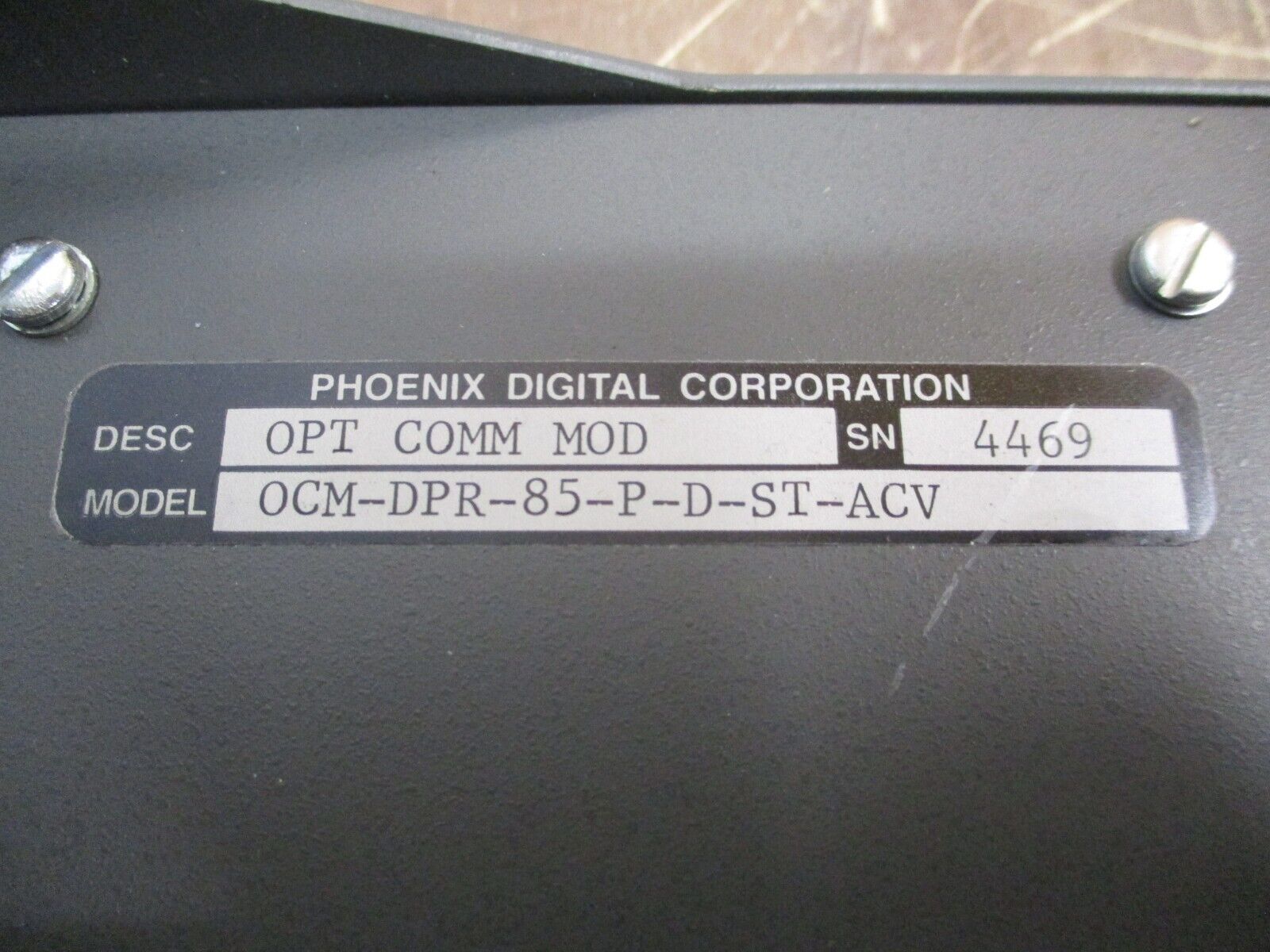 Phoenix Digital Corp. Optical Comm. Module OCM-DPR-85-P-D-ST-ACV Used