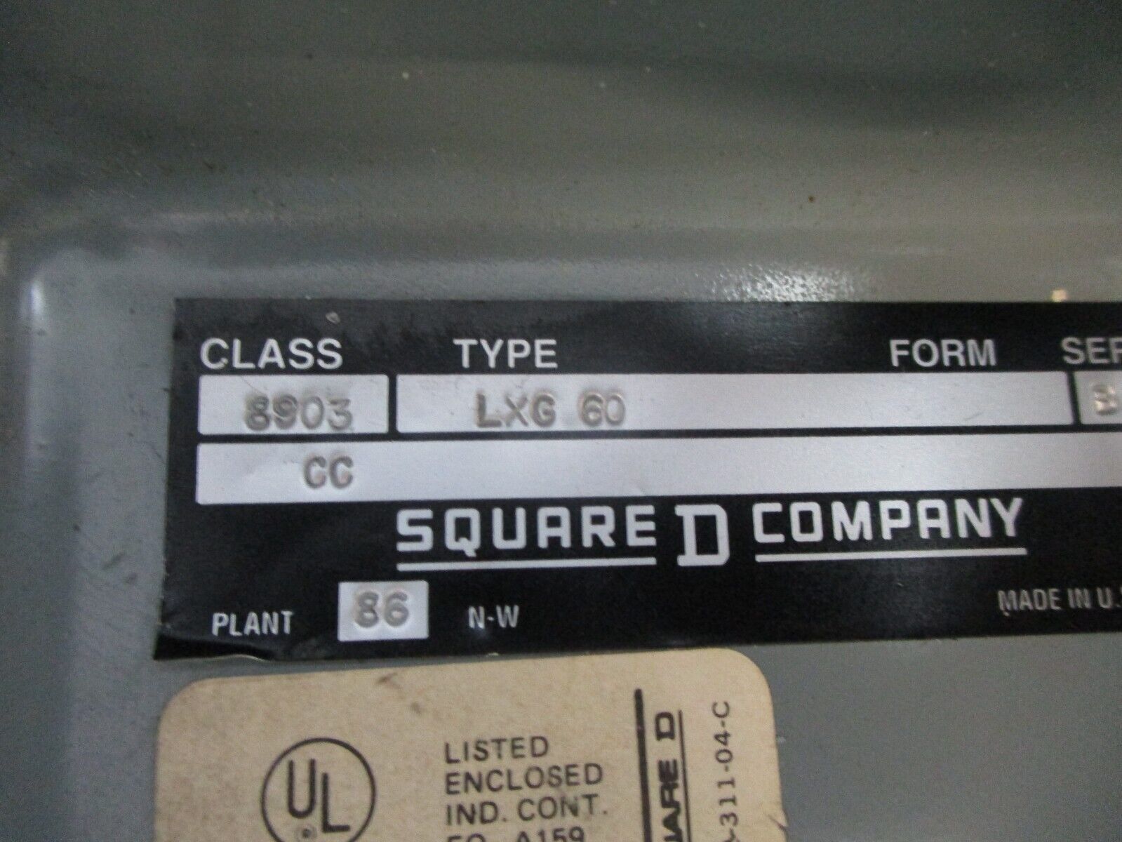 Square D Enclosed Lighting Contactor 8903 LXG60 Ser. B 120V Coil *Bent Cover*