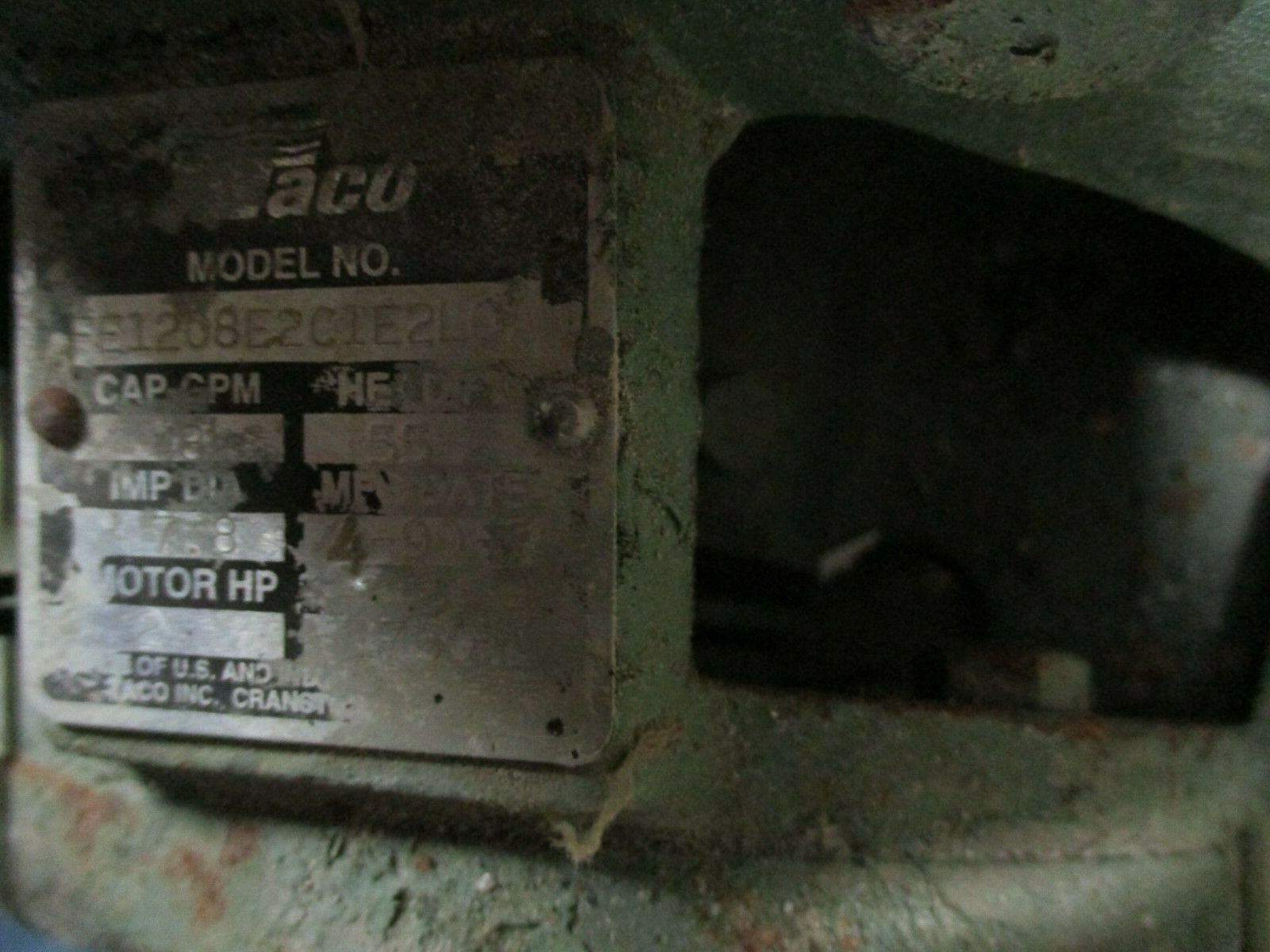 Taco Pump FE1208E2C1E2L0A 2HP 1750RPM 55ft Head 48GPM Used