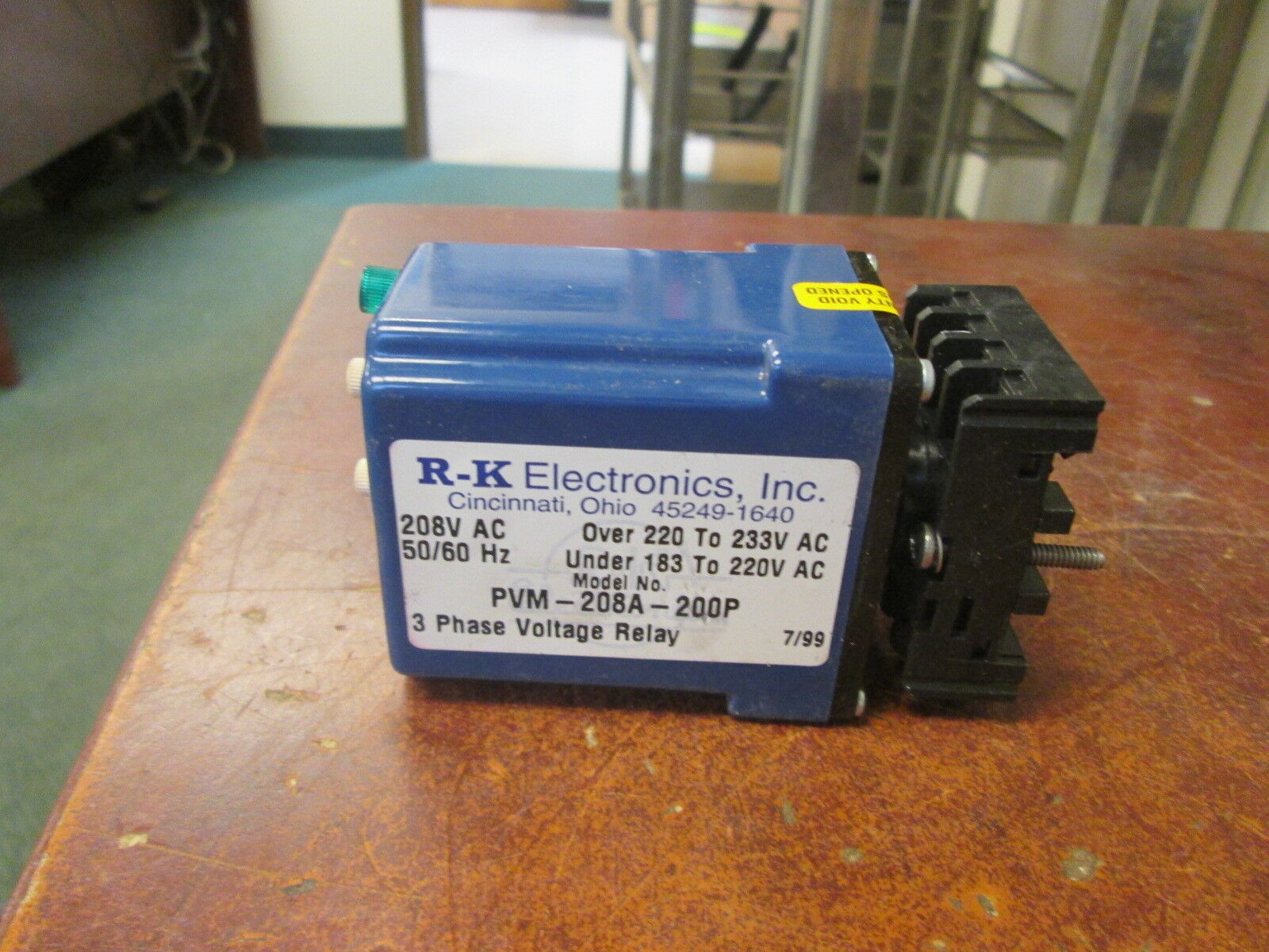R-K Electronics 3Ph Voltage Relay PVM-208A-200P 208VAC 50/60Hz Used