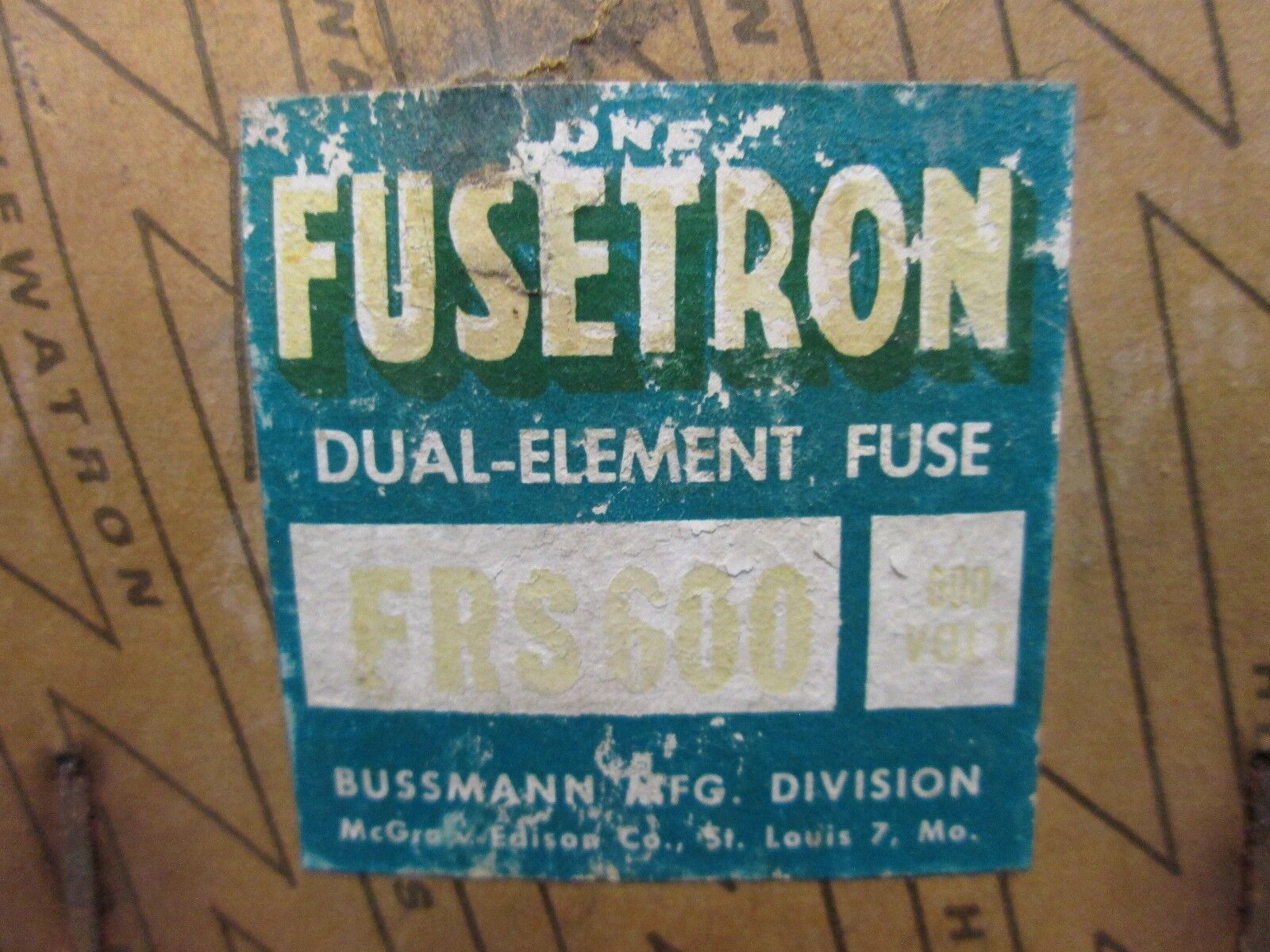 Buss Fusetron Fuse FRS 600 600V 600A New Surplus