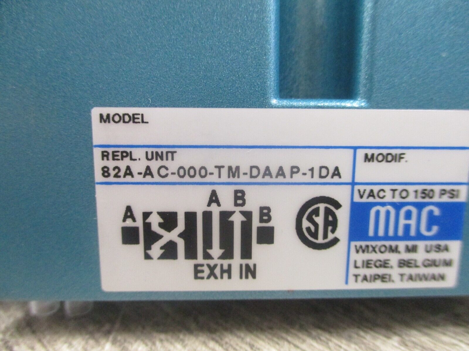 MAC Solenoid Valve 82A-AC-000-TM-DAAP-1DA *No Box* New Surplus