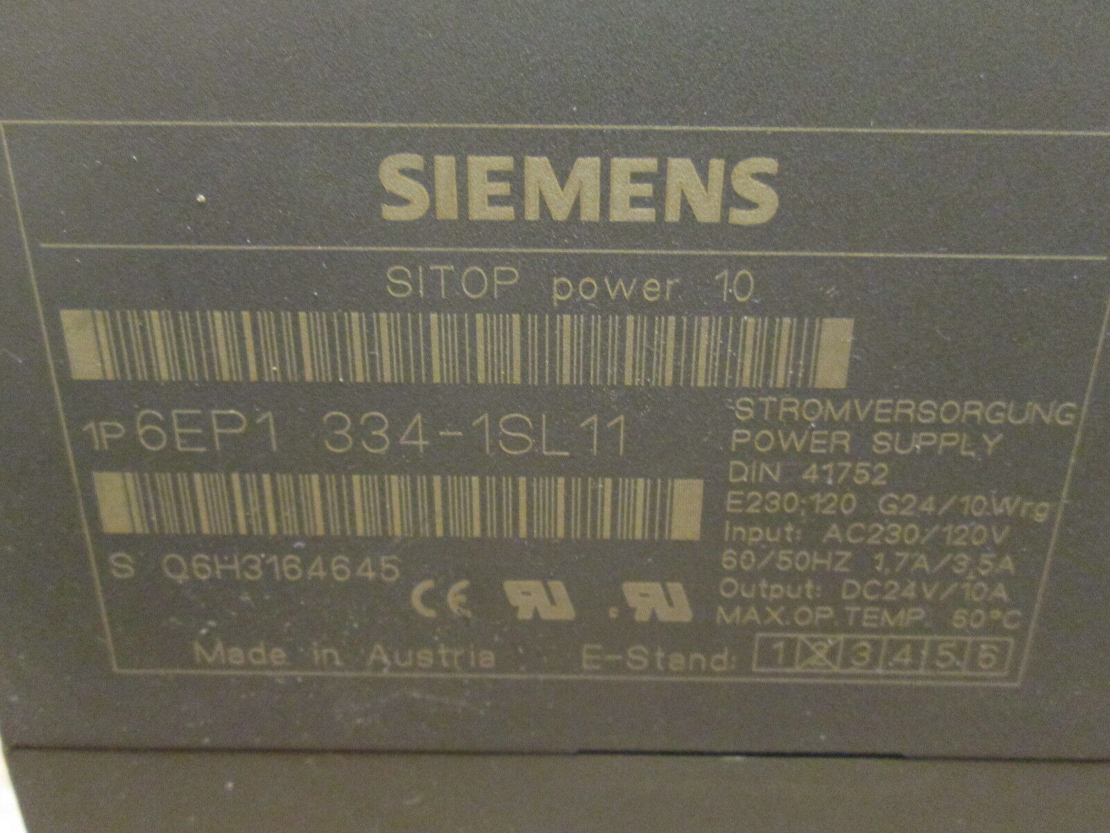 Siemens SITOP Power 10 Power Supply 6EP1 334-1SL11 Used