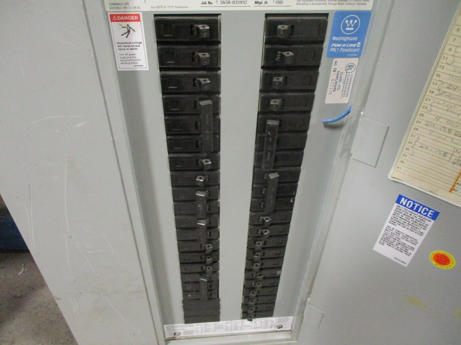 Westinghouse Main Breaker Circuit Breaker Panel 5158C03G04 225A Max 208Y/120 3Ph