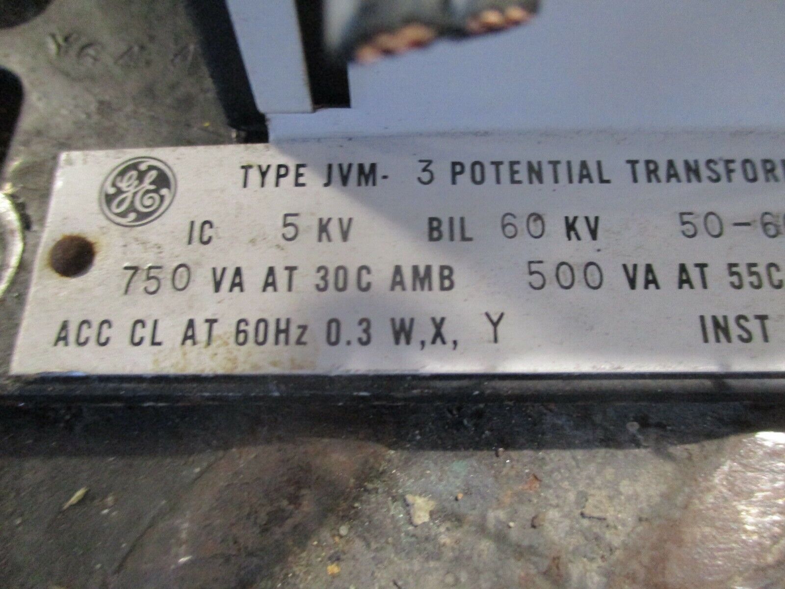GE Type JVM-3 Potential Transformer 643X94 Ratio 35:1 Pri: 4200V 5KV 60KV BIL