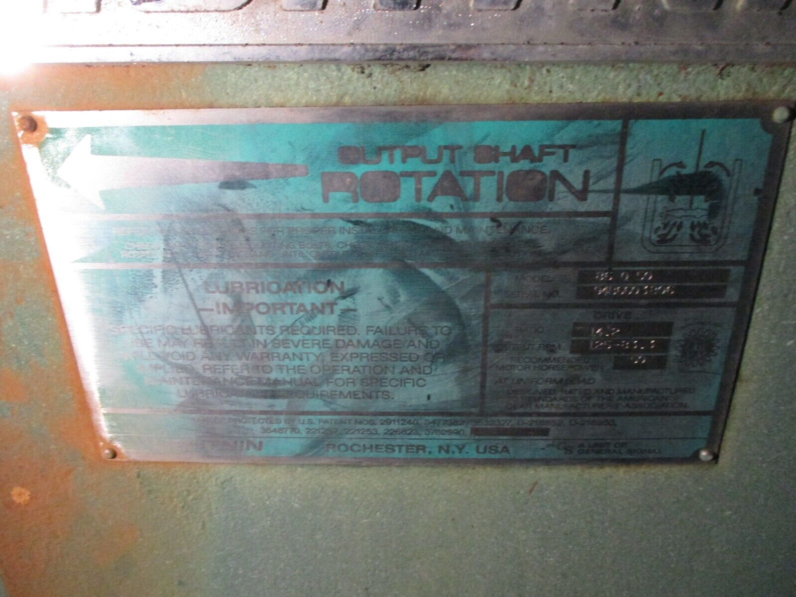 Lightnin 80 Series Mixer 86 Q 50 50HP Ratio: 14.2 Output RPM: 125-83.3 Used