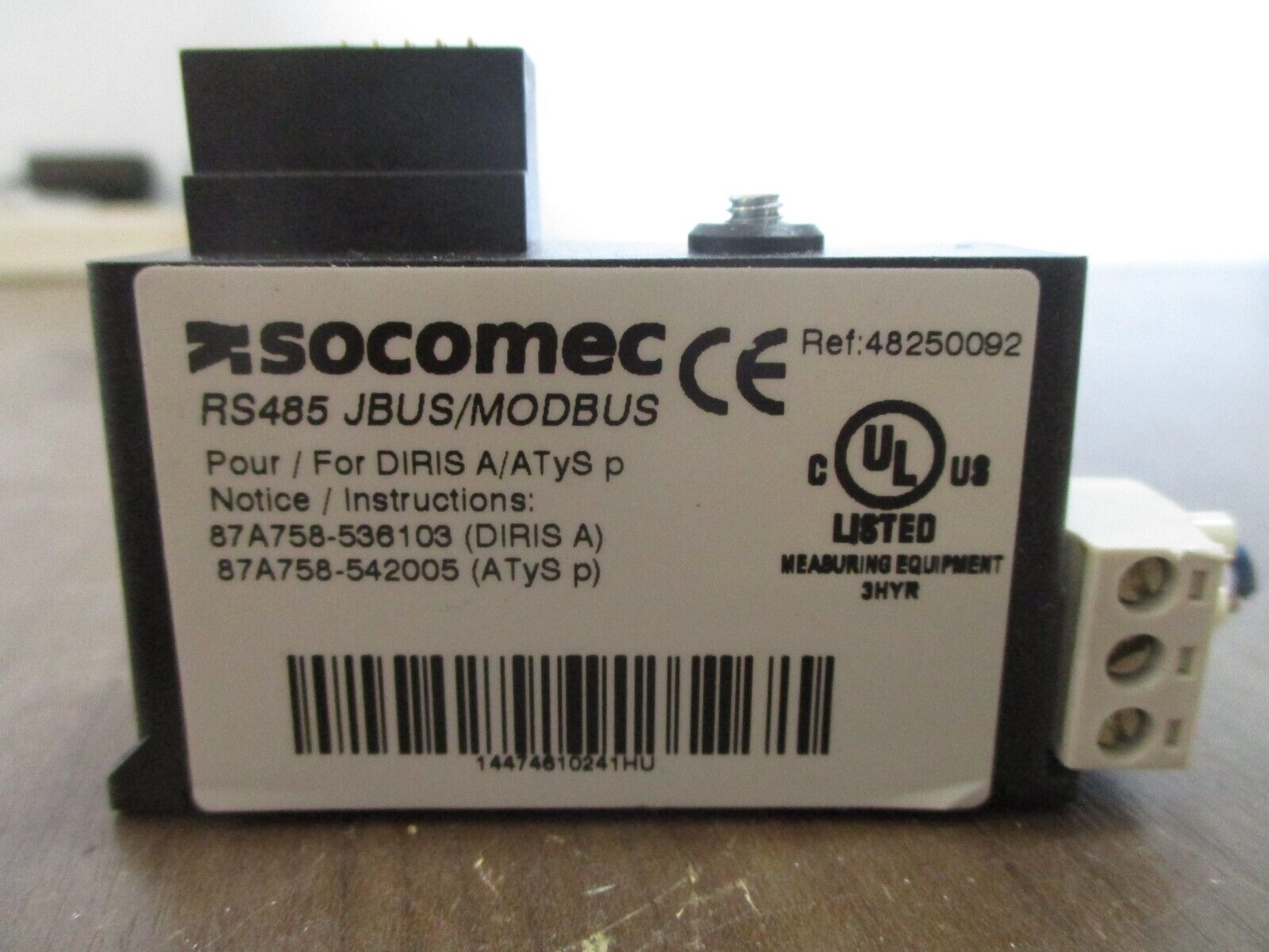 Socomec RS485 JBUS/ Modbus Module 48250092 For DIRIS A/ATYSP Used