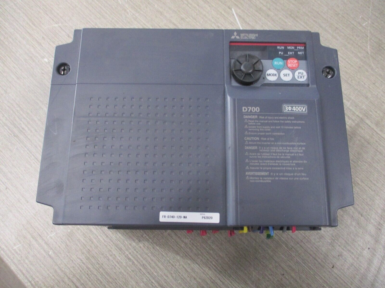 Mitsubishi D700 AC Drive FR-D740-120-NA 7.5 HP 3Ph Input: Output: Used