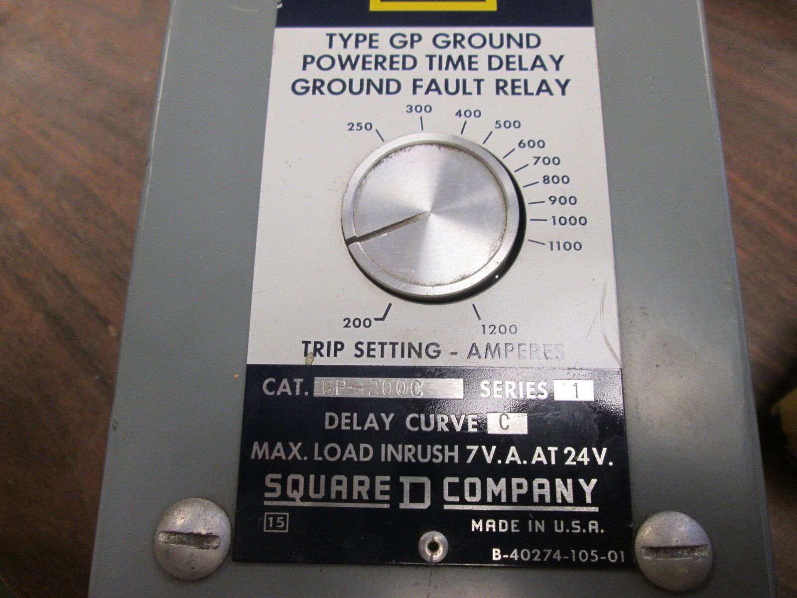 Square D Type GP Ground Powered Time Delay Ground Fault Relay GP-200C Used