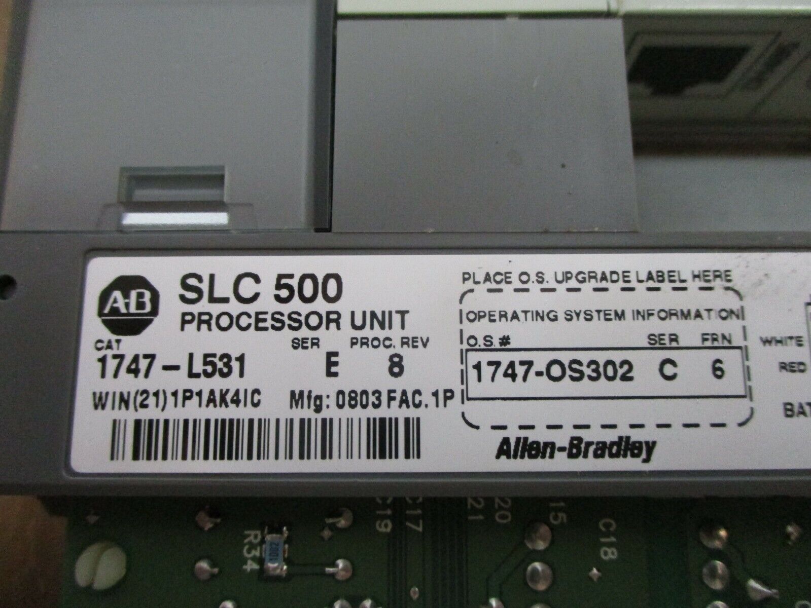 Allen-Bradley SLC 500 Processor Unit 1747-L531 Ser E Proc Rev 8 Used