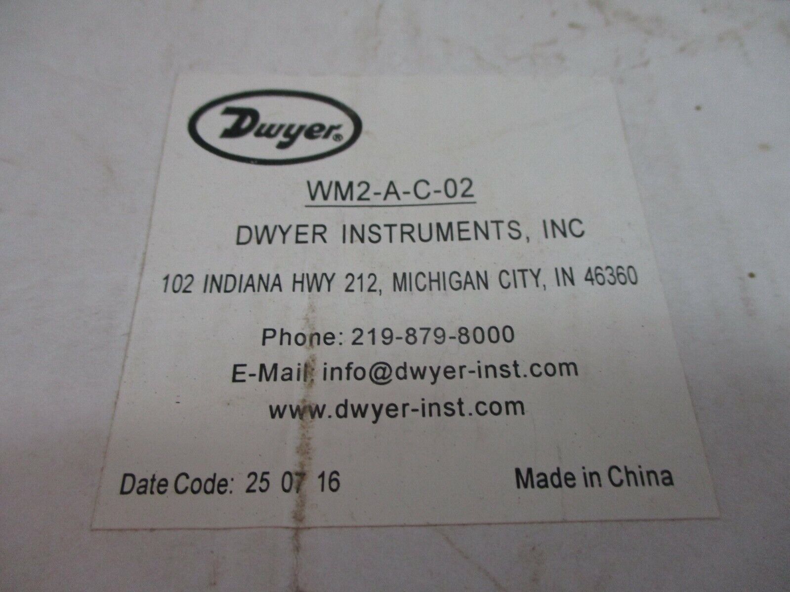 Dwyer Multi-Jet Water Meter WM2-A-C-02 New Surplus