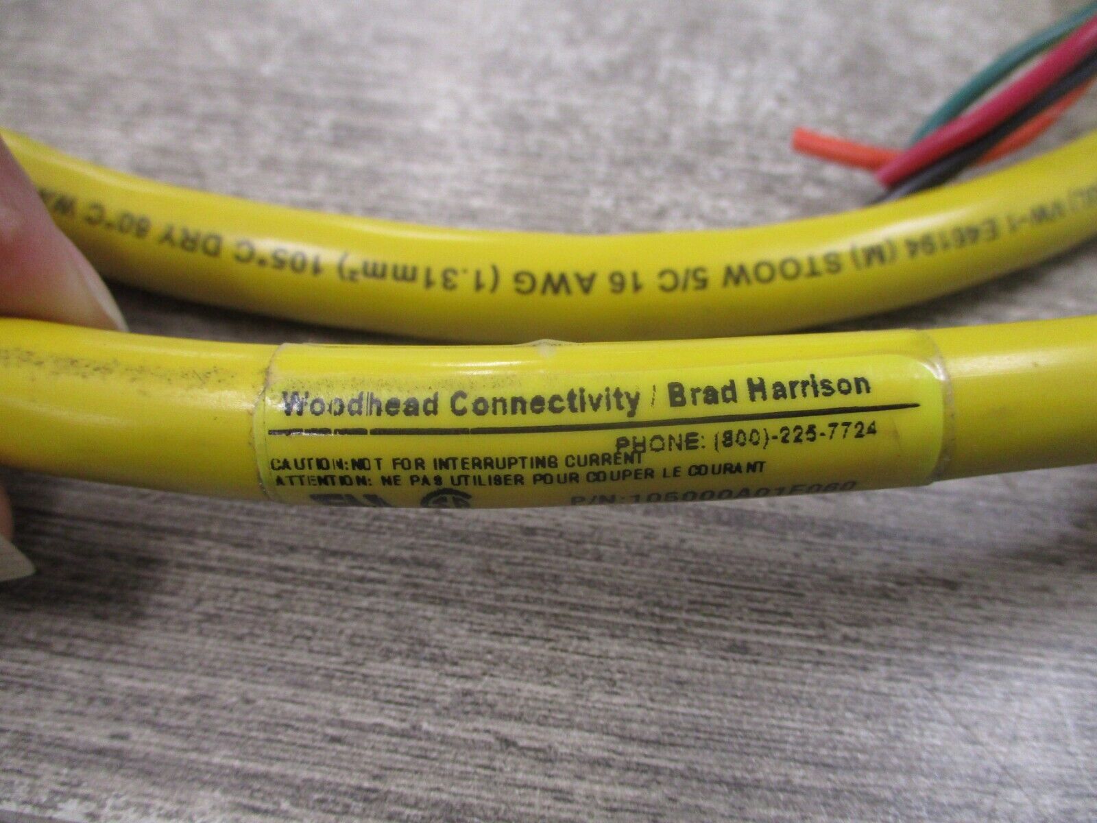 Woodhead Brad Connectivity Cordset 105000A01F060 5p Female Straight Used