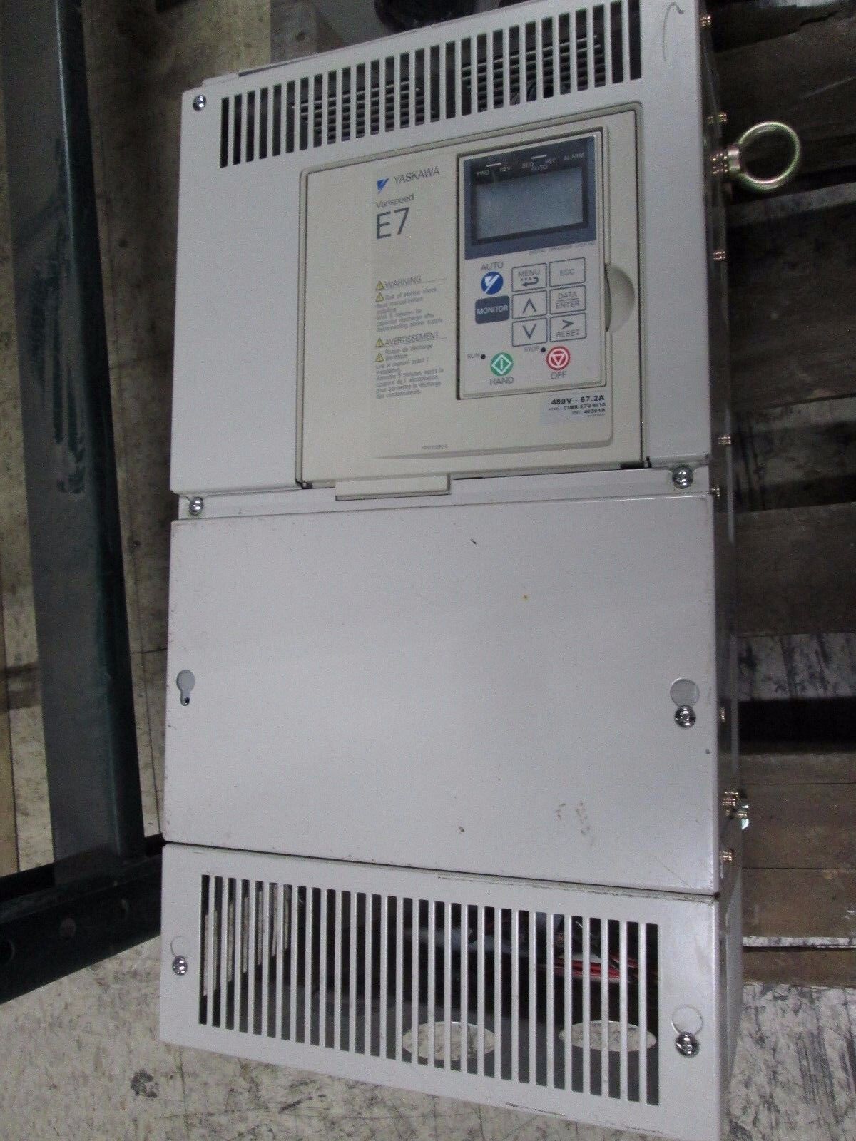 Yaskawa E7 AC Drive CIMR-E7U4030 50HP 3Ph In: 380-480V Out: 0-480V 67.2A Used