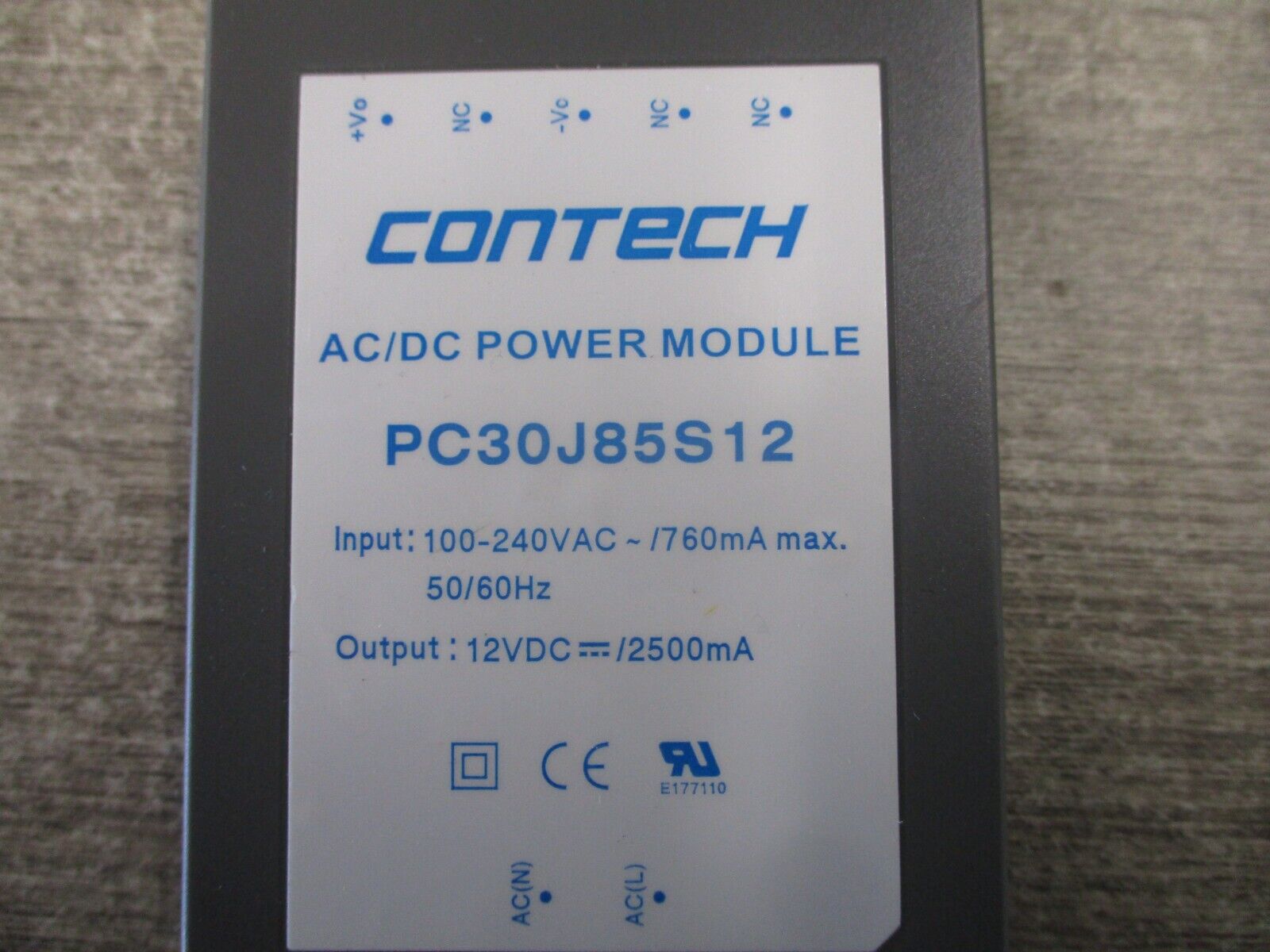 Contech AC/DC Power Module PC30J85S12 Input: Output: Used