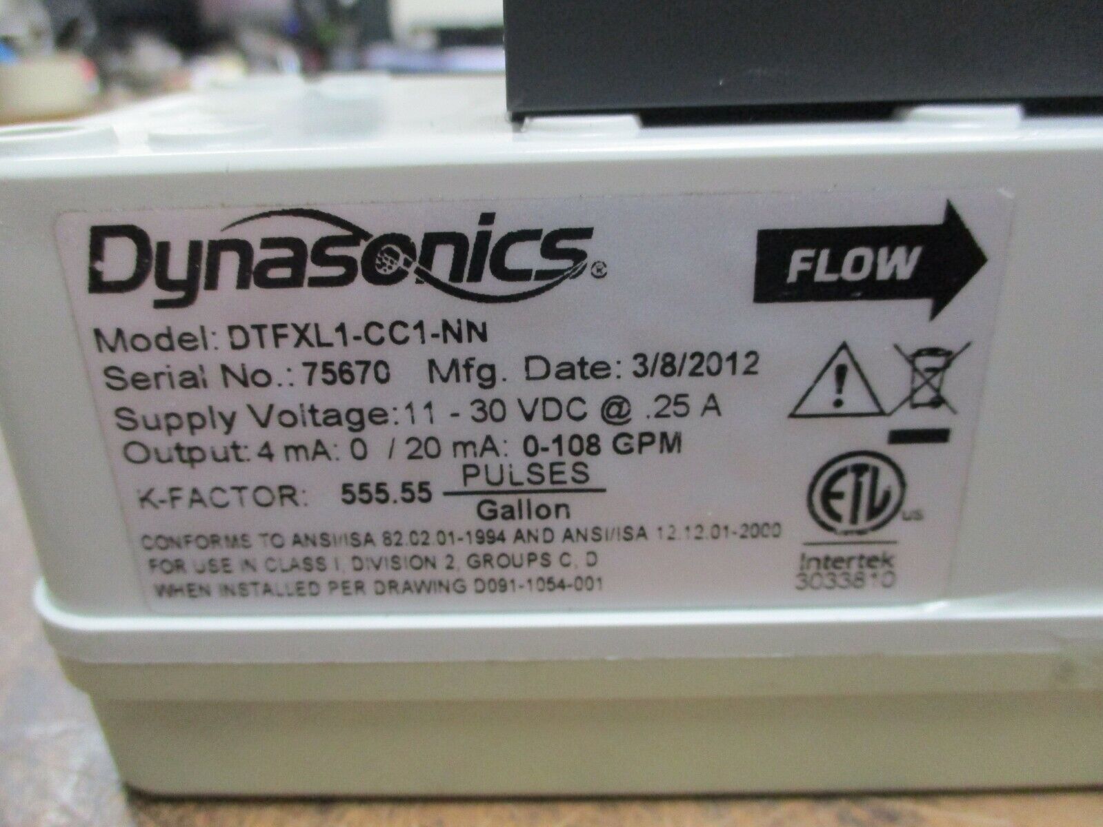 Dynasonics TFXL Transit Time Flow Meter DTFXL1-CC1-NN Supply:11-30VDC 0.25A Used