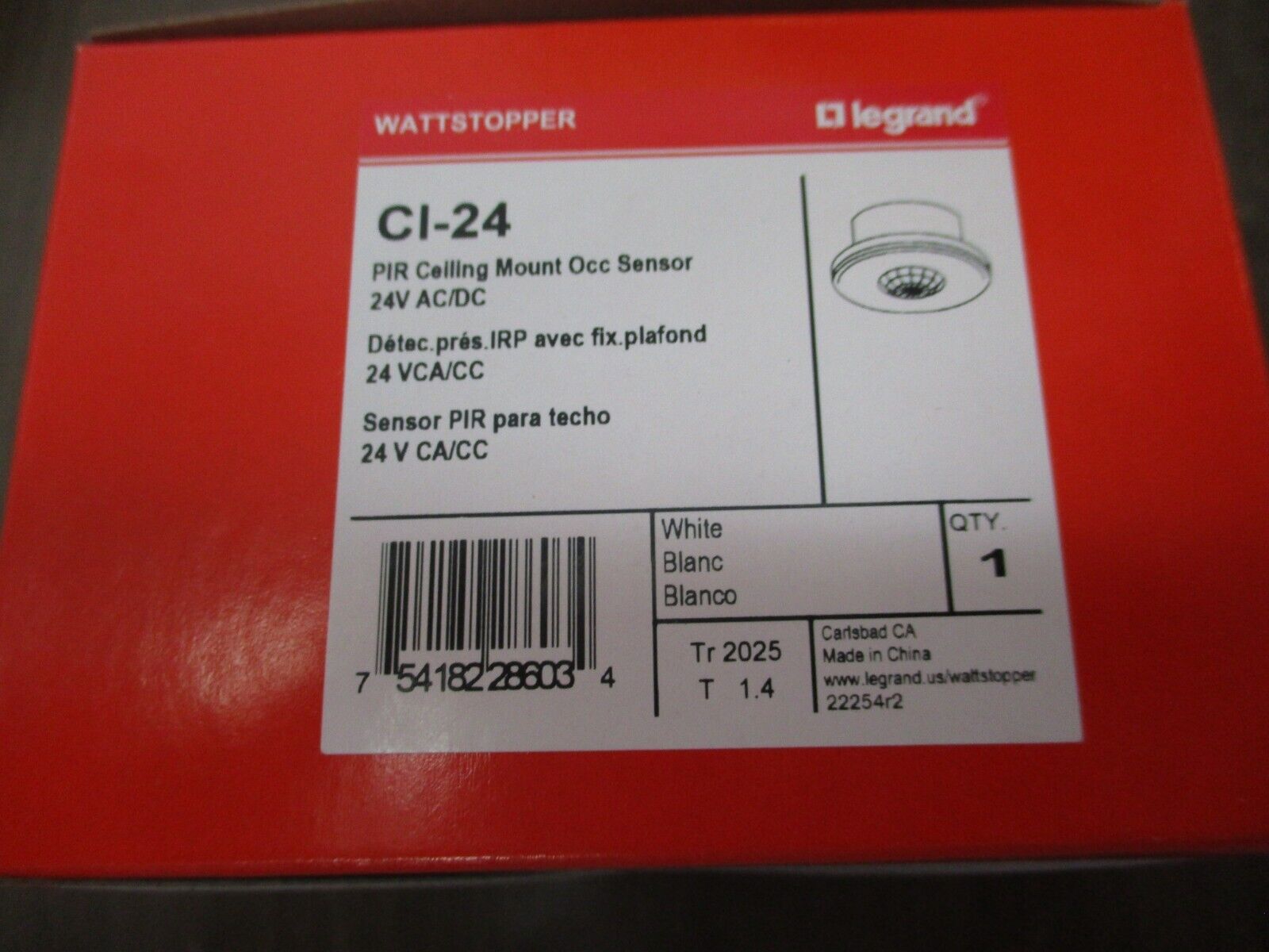 Legrand Wattstopper Occupancy Sensor CI-24 Passive IR Ceiling Mount 24V