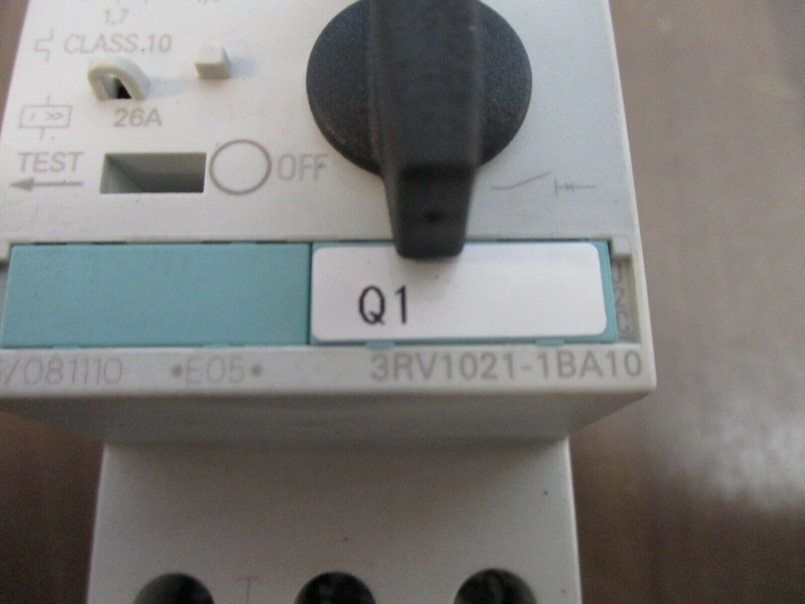 Siemens Sirius Motor Protector 3RV1021-1BA10 Trip: 1.4-2.0A Used