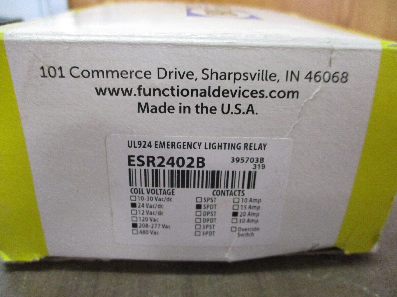 Functional Devices, Inc. RIB Emergency Lighting Relay ESR2402B 24V AC/DC UL924