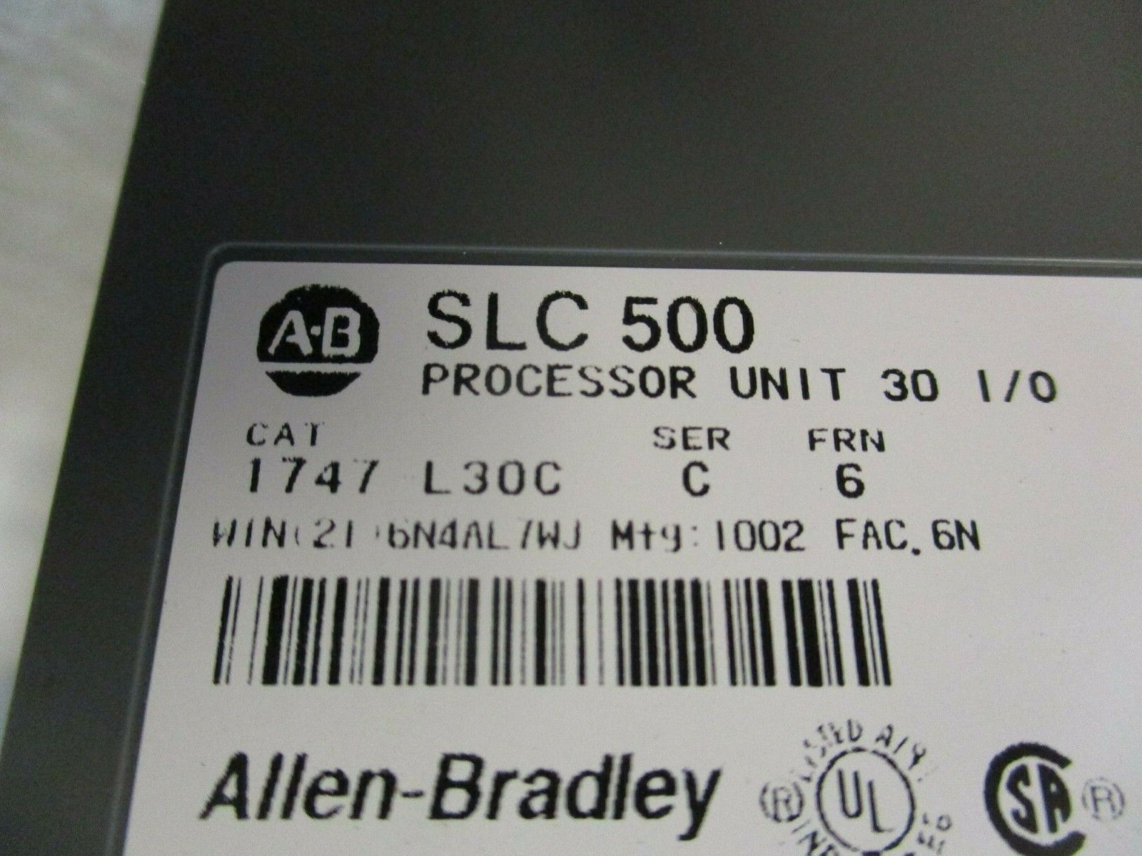 Allen-Bradley SLC 500 Processor Unit 30 I/O 1747-L30C Ser. C FRN 6 Used
