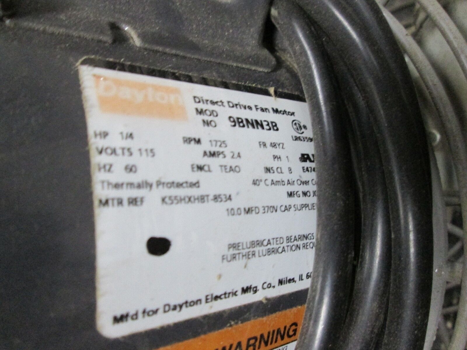 Dayton Exhaust Fan 3C218G 24" Fan 115V 1PH w/ short mount 9BNN3B motor Used