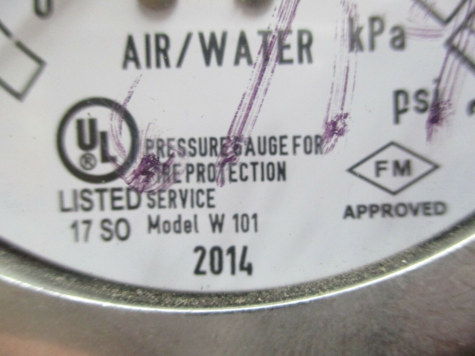 Simplex Grinnell Air/Water Pressure Gauge W 101 0-300PSI Used