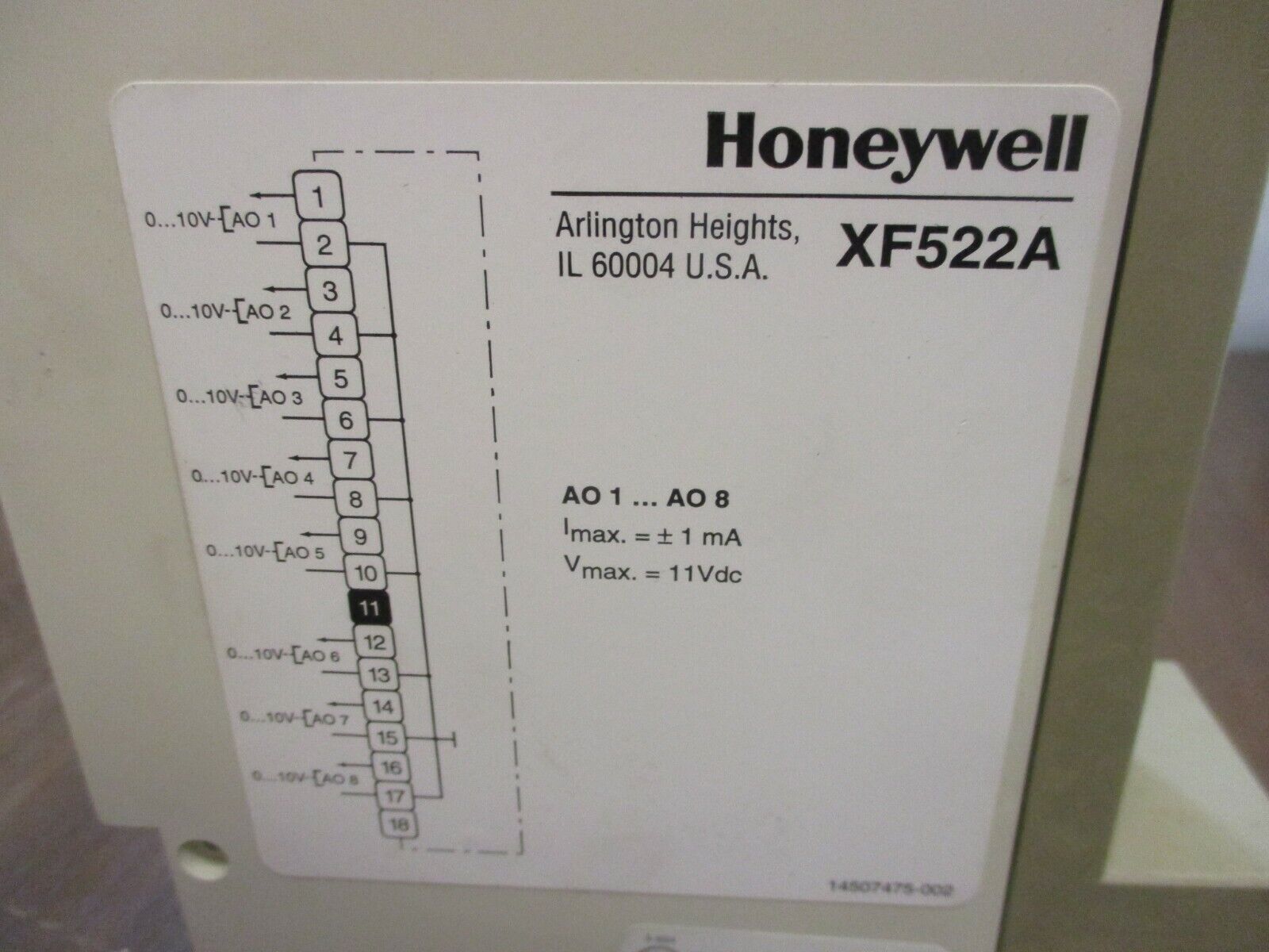 Honeywell Analog Output Module XF522A 1mA 11VDC Used