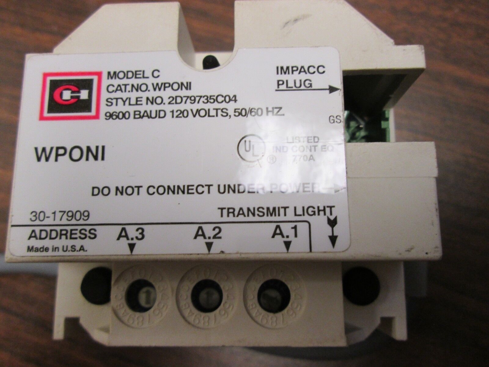 Cuttler-Hammer WPONI Interface 2D79735C04 WPONI No Wire Connector Model: C Used