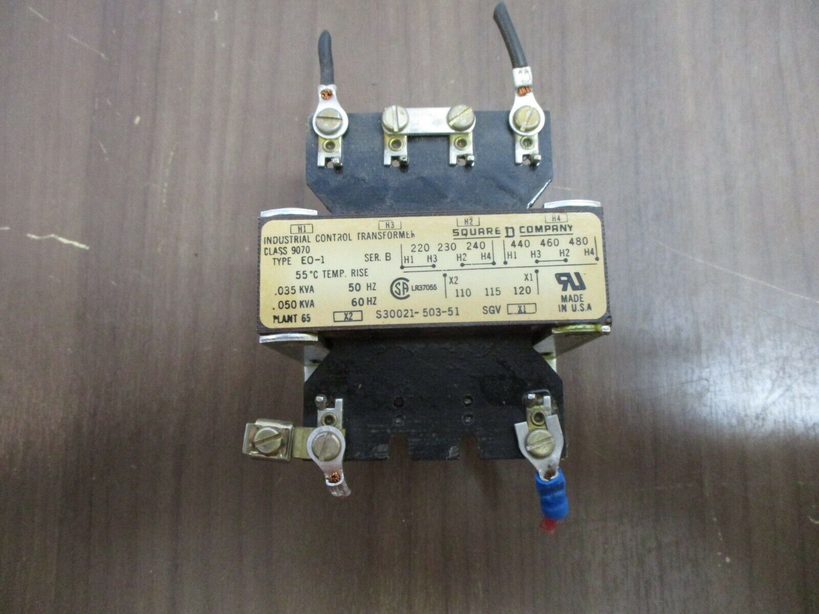 Square D Control Transformer 9070 EO-1 Ser. B 0.050kVA Pri: 240/480V Sec: 120V