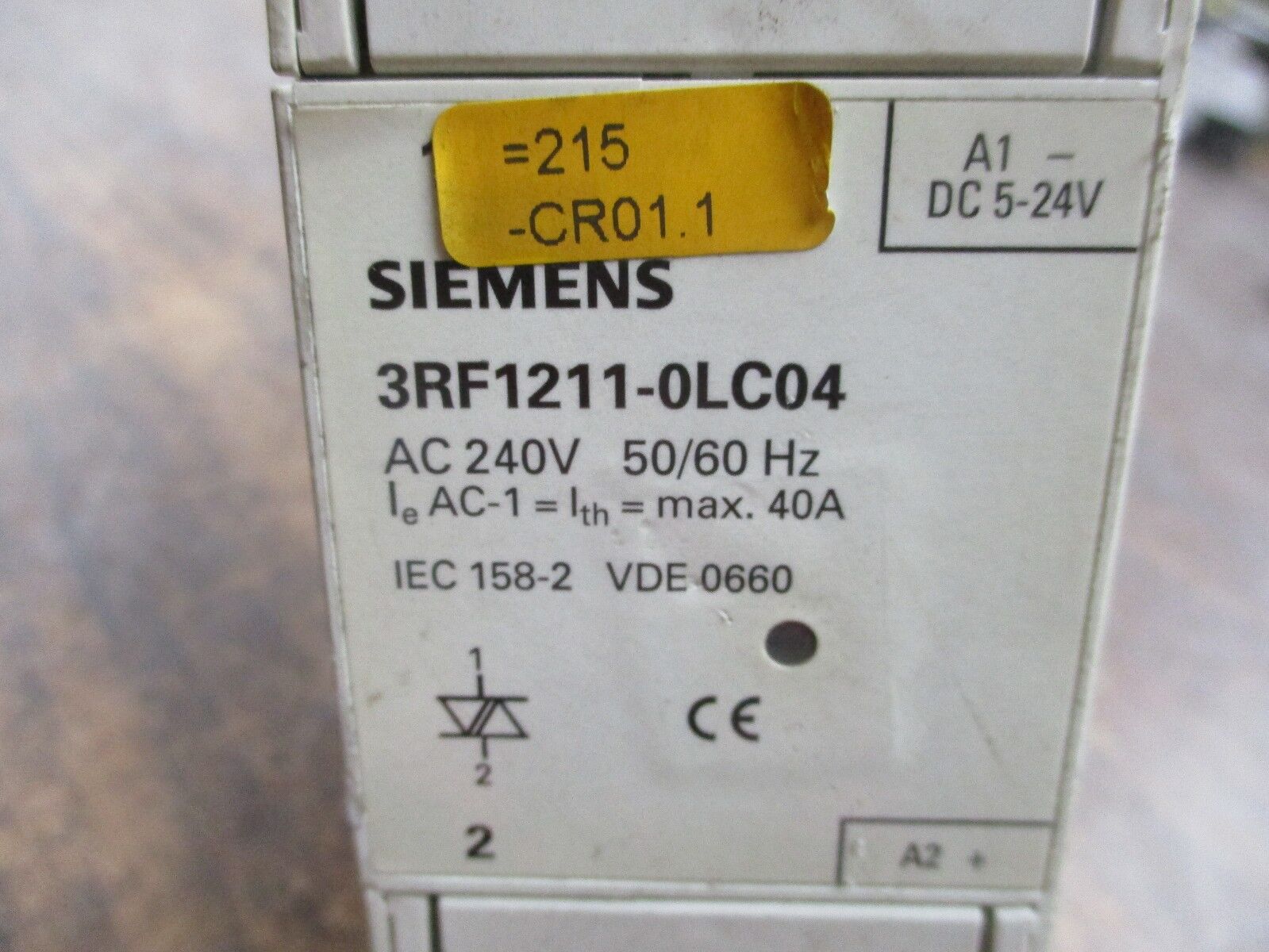 Siemens Semiconductor Contactor 3RF1211-0LC04 240V 40A 50/60Hz Used