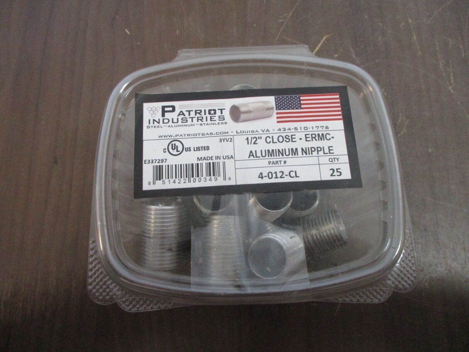 Patriot Industries Aluminum Nipple 4-012-CL 1/2" *Lot of 25* New Surplus