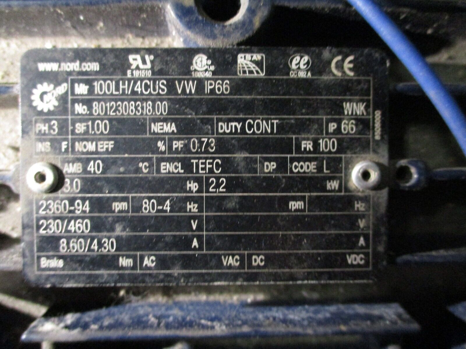 Seepex Progressive Cavity Pump BN 5-6L 3HP 576RPM 230/460V Used