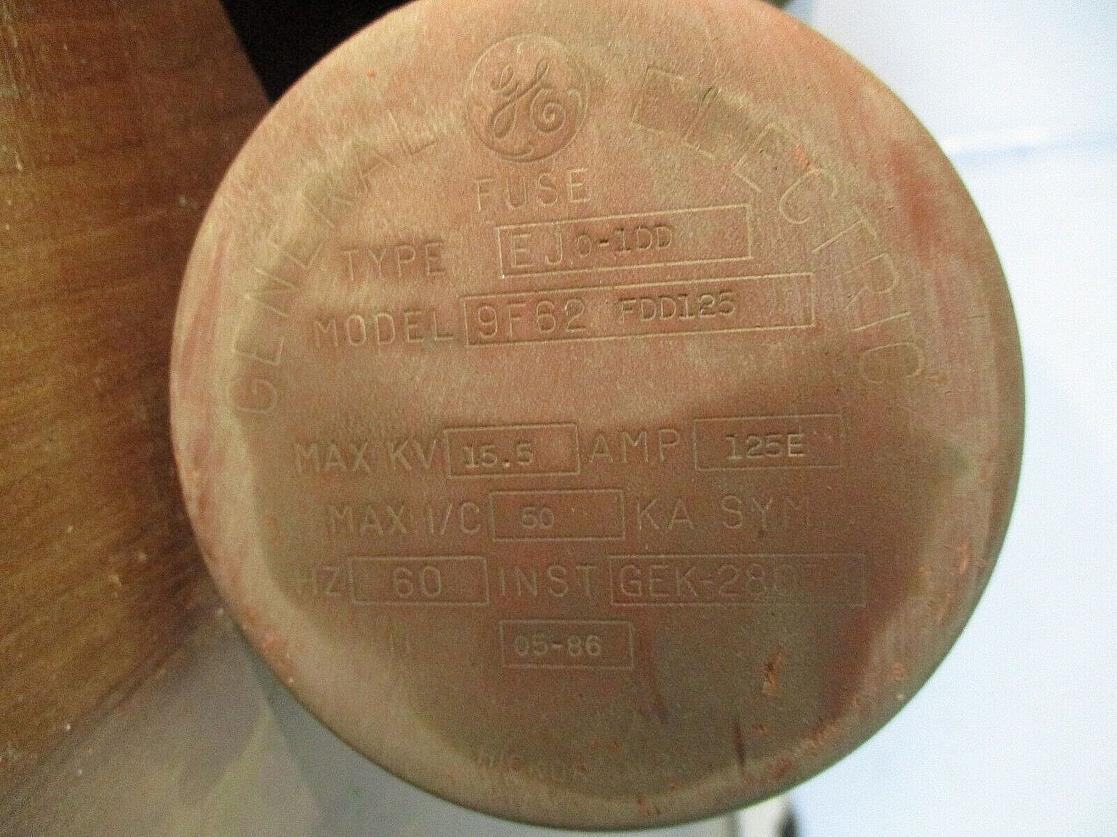 GE Type EJ0-1DD Fuse 9F62FDD125 125E 15.5kV 60Hz Used