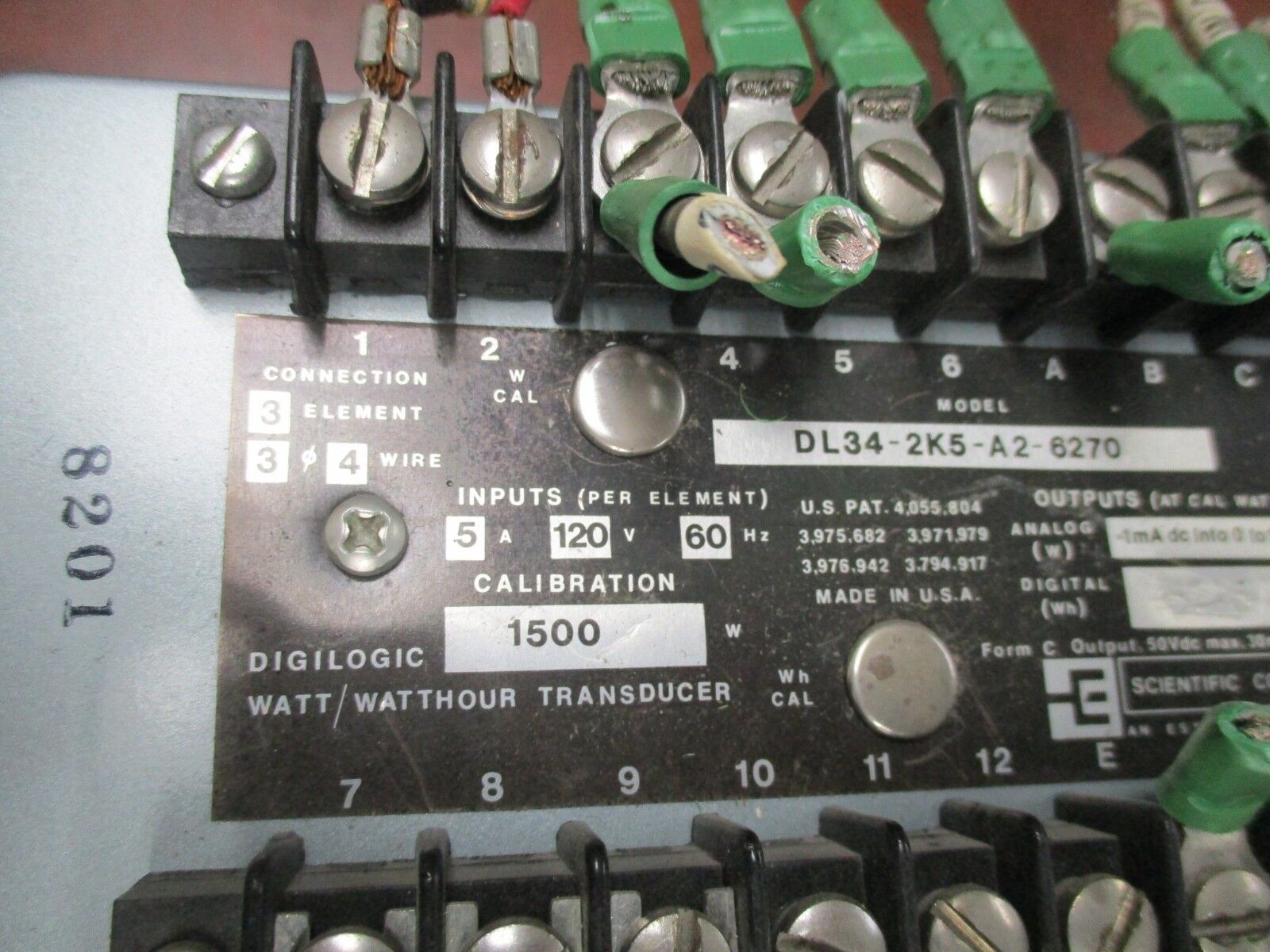 Scientific Columbus Digilogic Watt/Watthour Transducer DL34-2K5-A2-6270 3Ph 4W