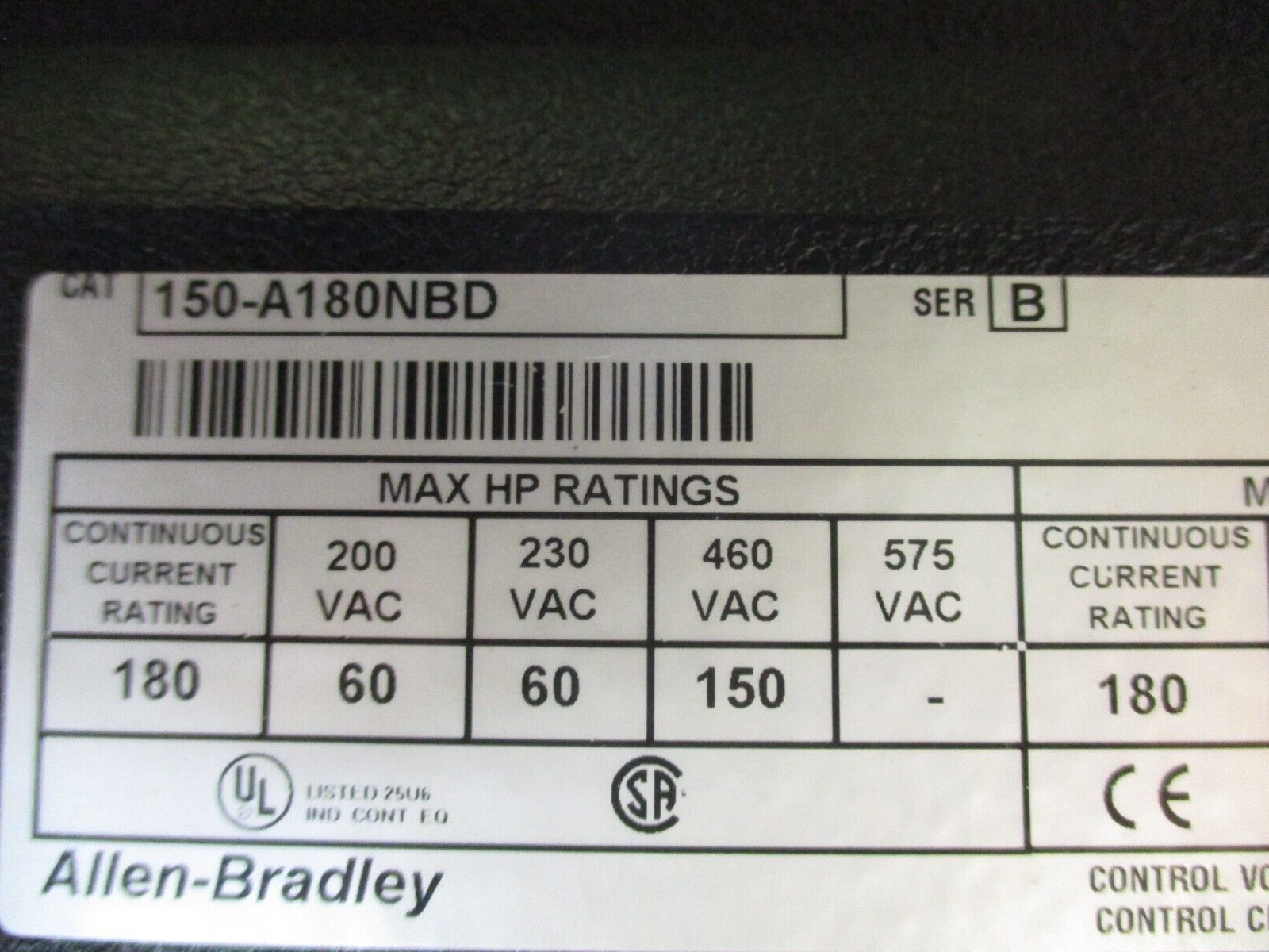 Allen-Bradley SMC Plus Soft Start 150-A180NBD Ser. B 150HP 208-480V 47-63Hz 3Ph