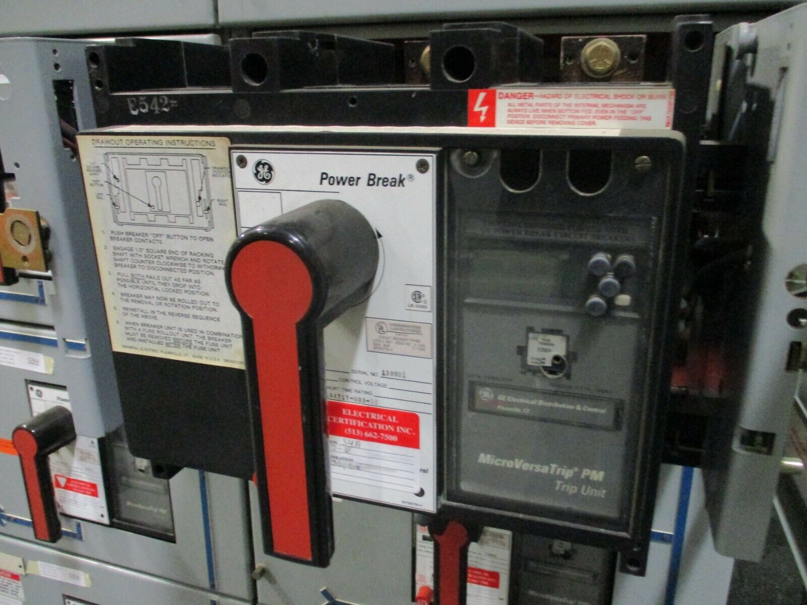 GE Power Break Circuit Breaker THC88TTR 600A Rating Plug w/ Trip Used