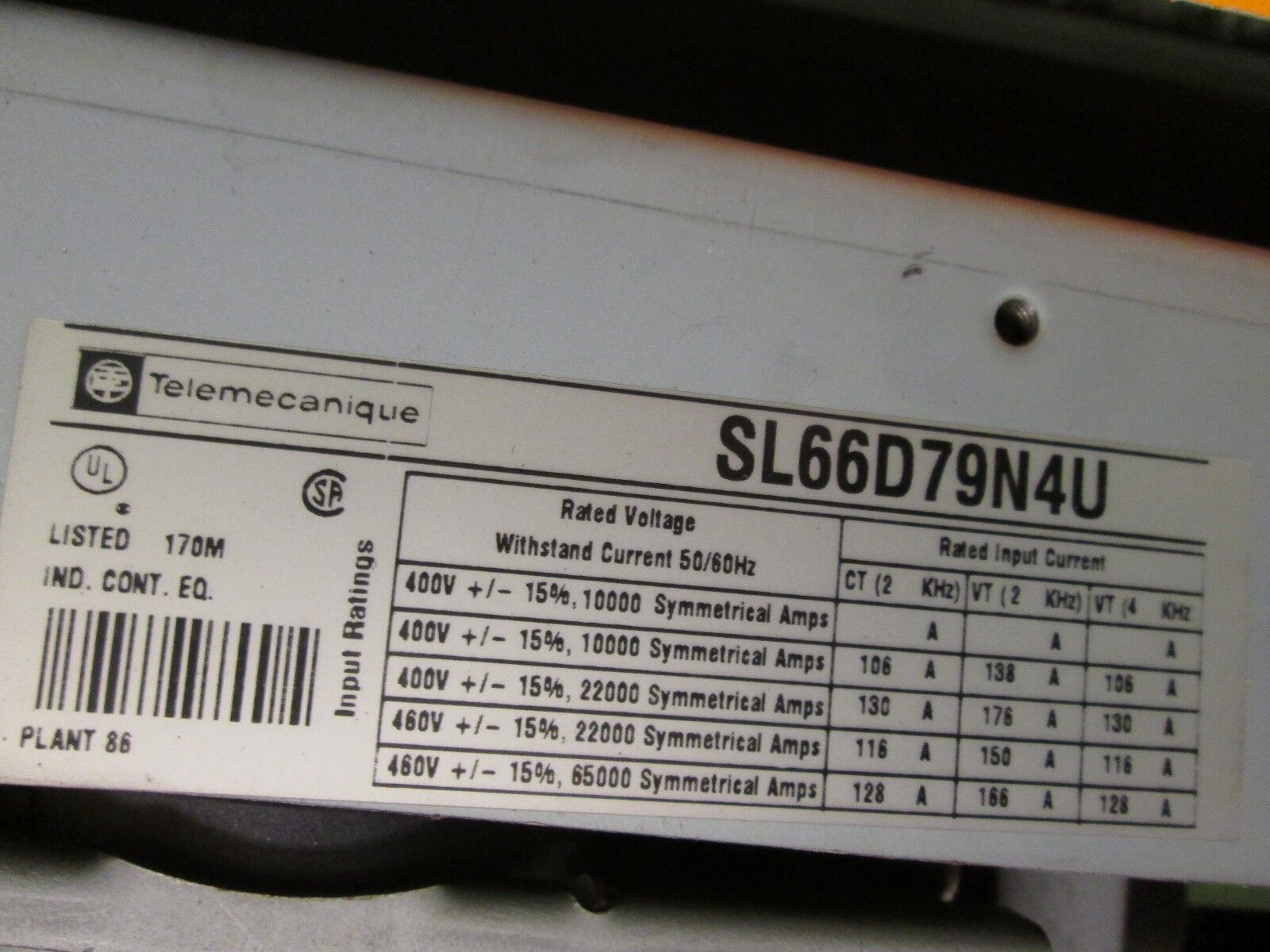 Telemecanique Altivar 66 AC Drive ATV66D79N4U 75HP Used