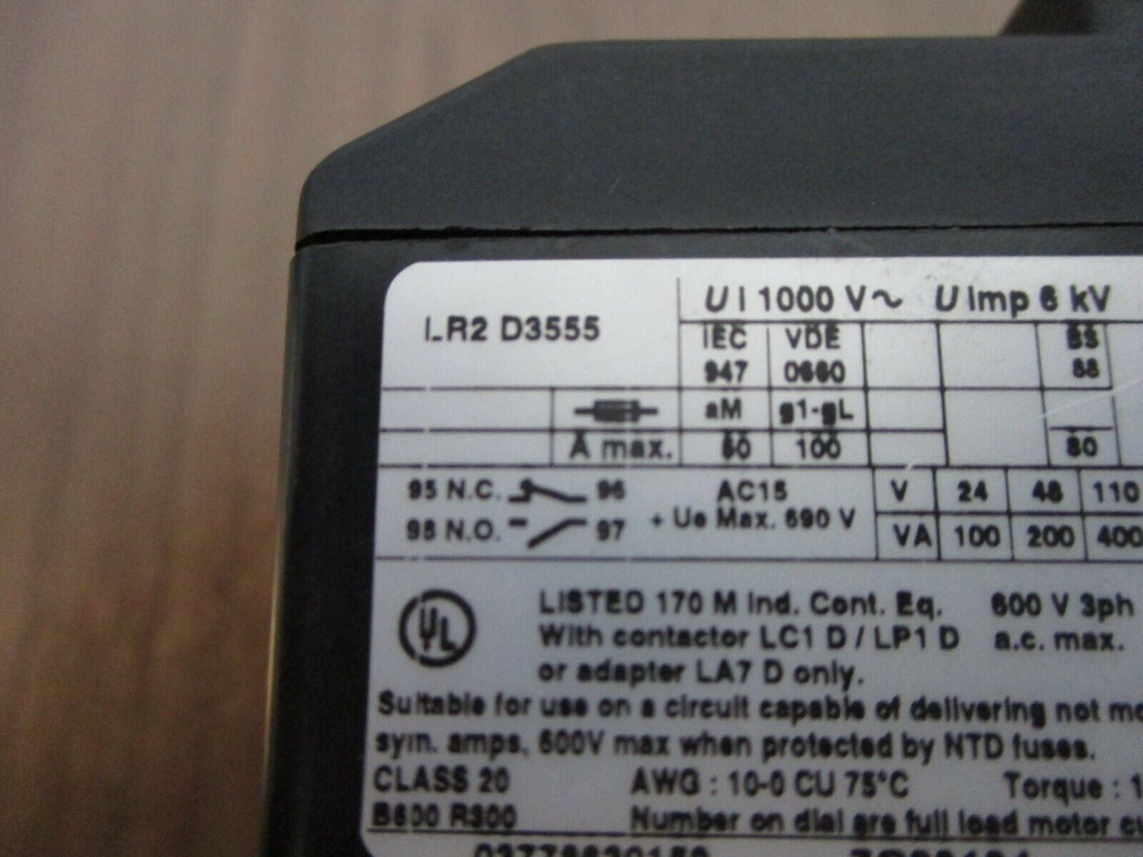 Telemecanique Solid State Overload LR2 D3555 Trip: 30-40A 600V Used