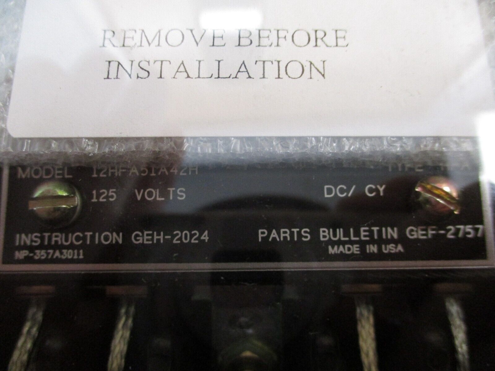 GE Type HFA Auxiliary Relay 12HFA51A42H 125VDC New Surplus