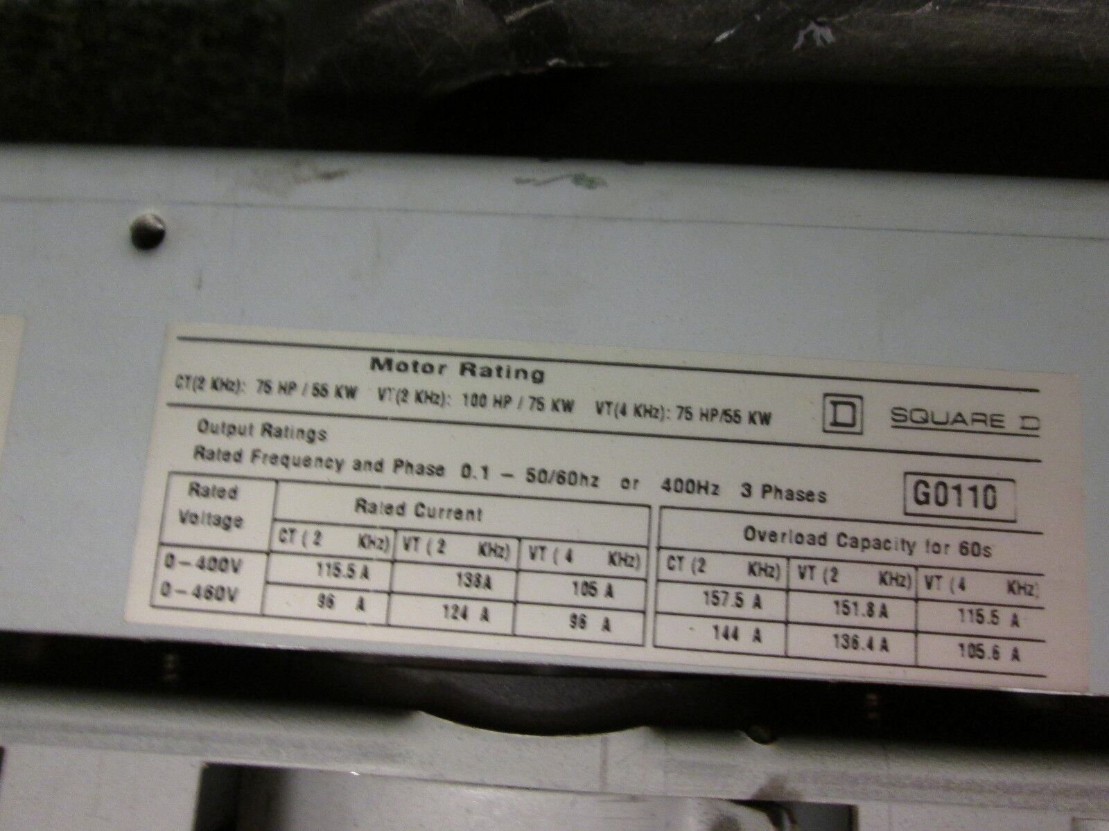 Telemecanique Altivar 66 AC Drive ATV66D79N4U 75HP Used