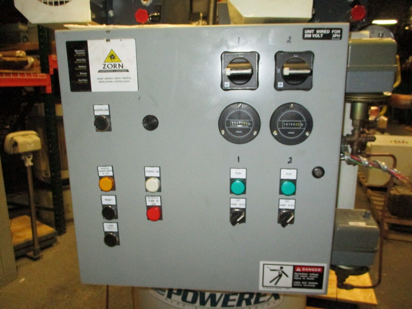 Powerex Air Compressor SPL2887571 2HP 80-Gallon Tank 16 SCFM 208V 3Ph 60Hz Used