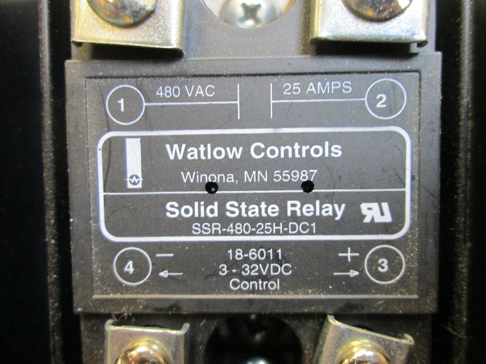 Watlow Controls Solid State Relay SSR-480-25A-DC1 480V 25A 3-32VDC Control Volts
