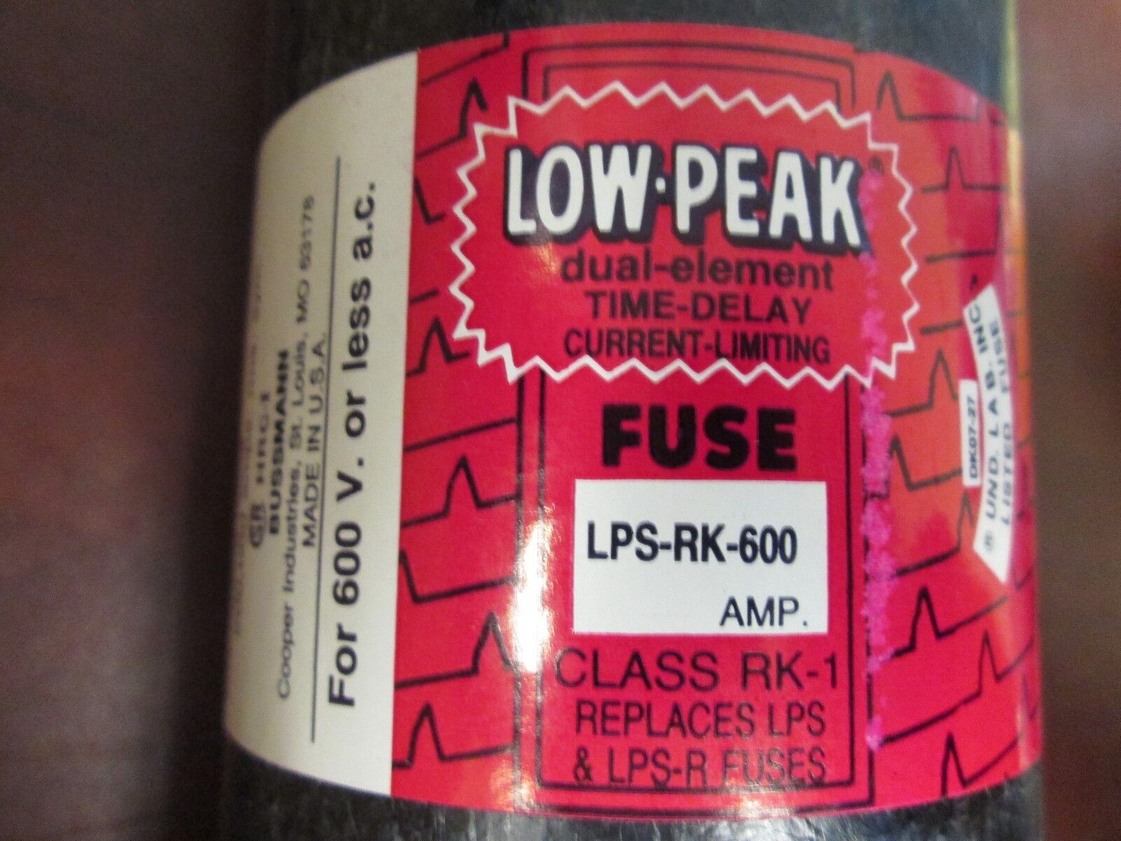 Buss Low-Peak Fuse LPS-RK 600 600V 600A New Surplus