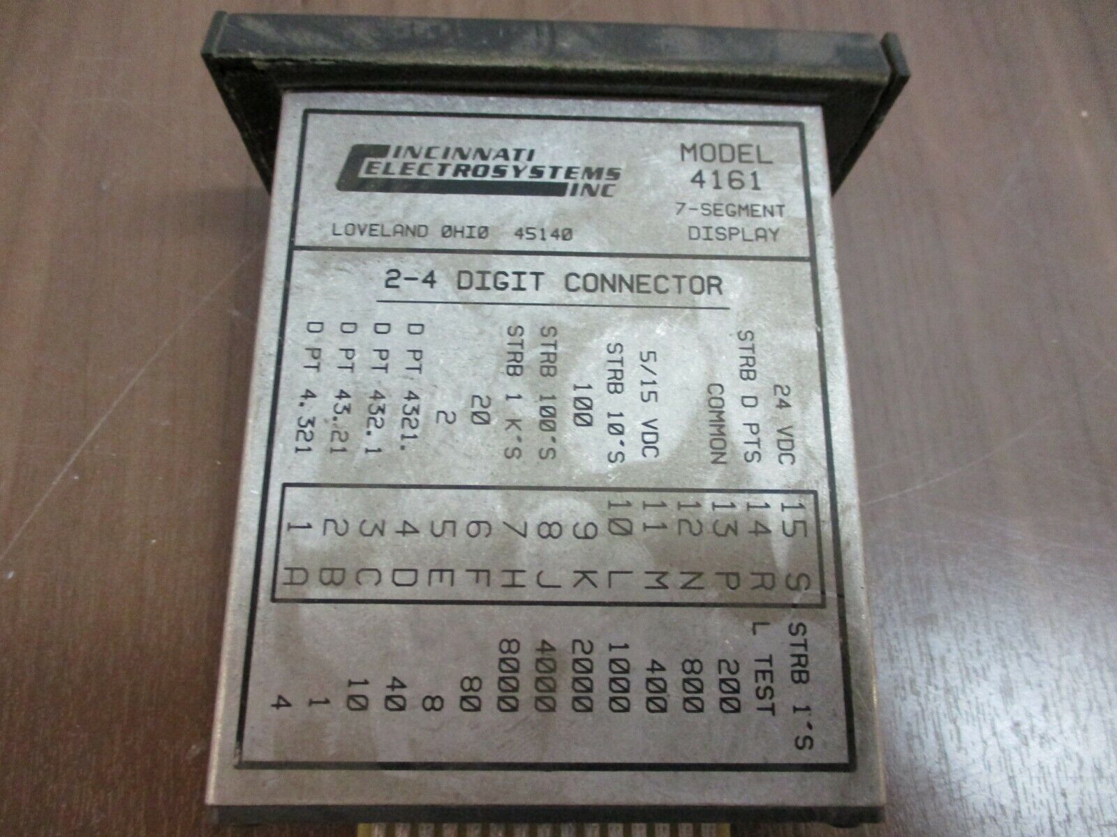 Cincinnati Electrosystems, Display, part #:4161, 7- segment, used