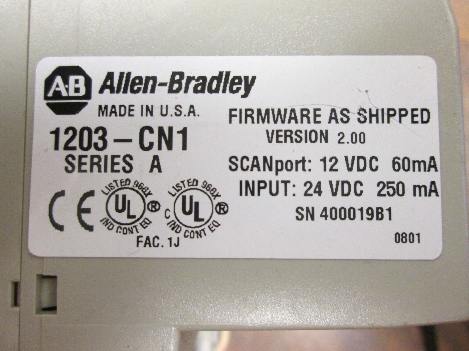 Allen-Bradley Scanport ControlNet 1203-CN1 Ser A FRN: 2.00 Used