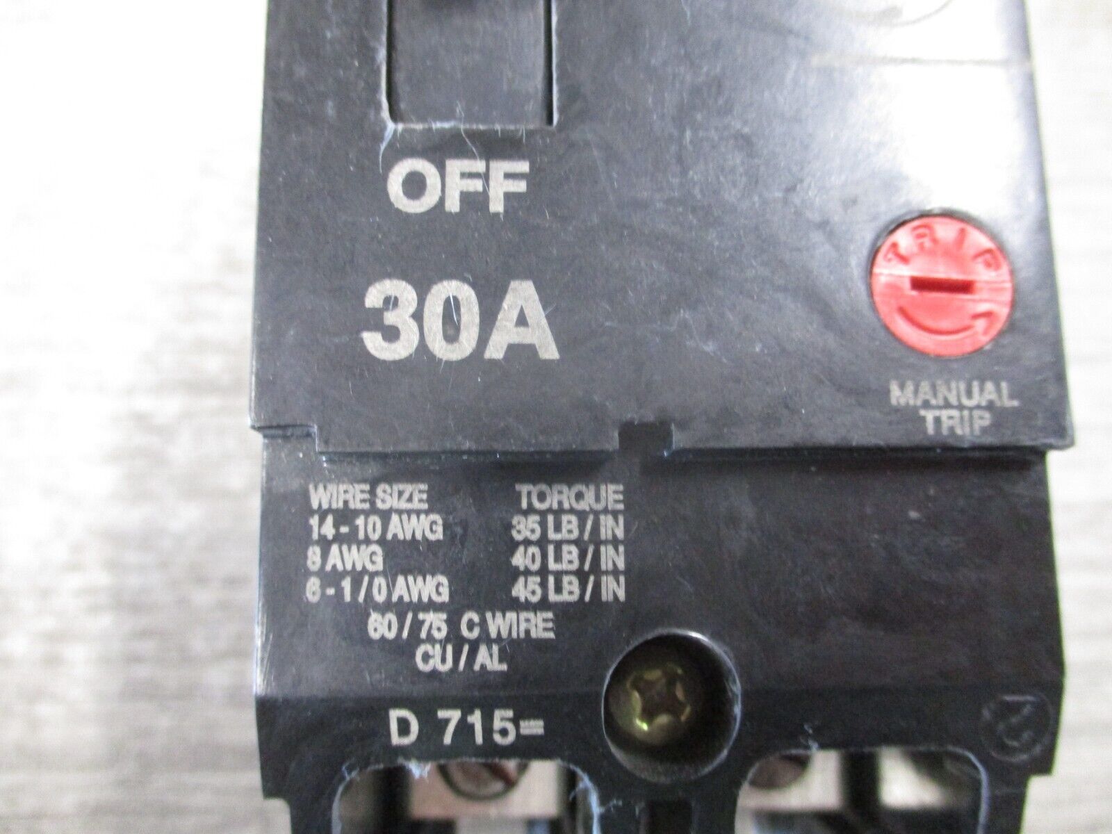GE Bolt-On Circuit Breaker TEY230 M02 30A 480/277V 2P Used