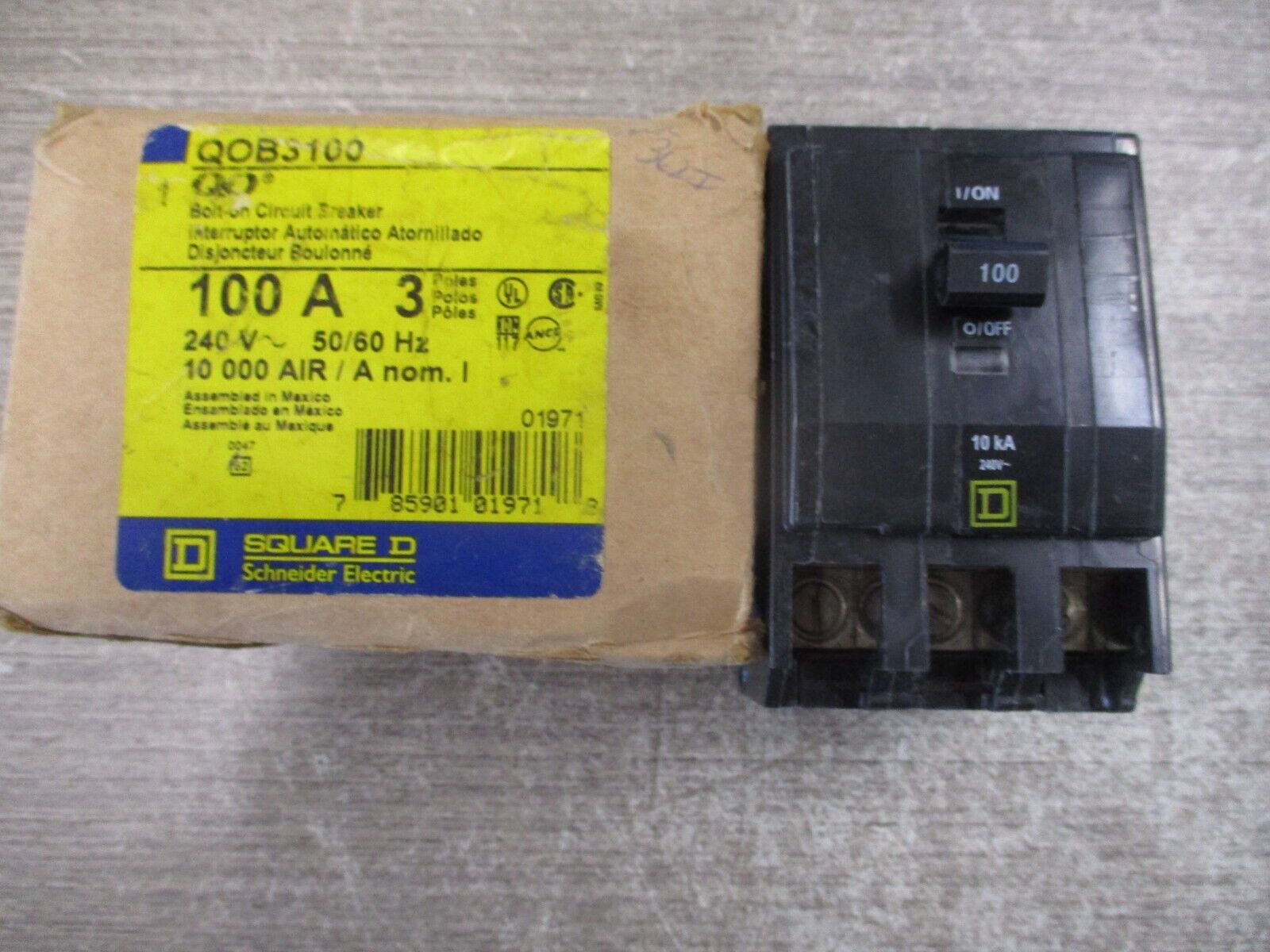 Square D Bolt-on Circuit Breaker QOB3100 100A 240V 3P New Surplus
