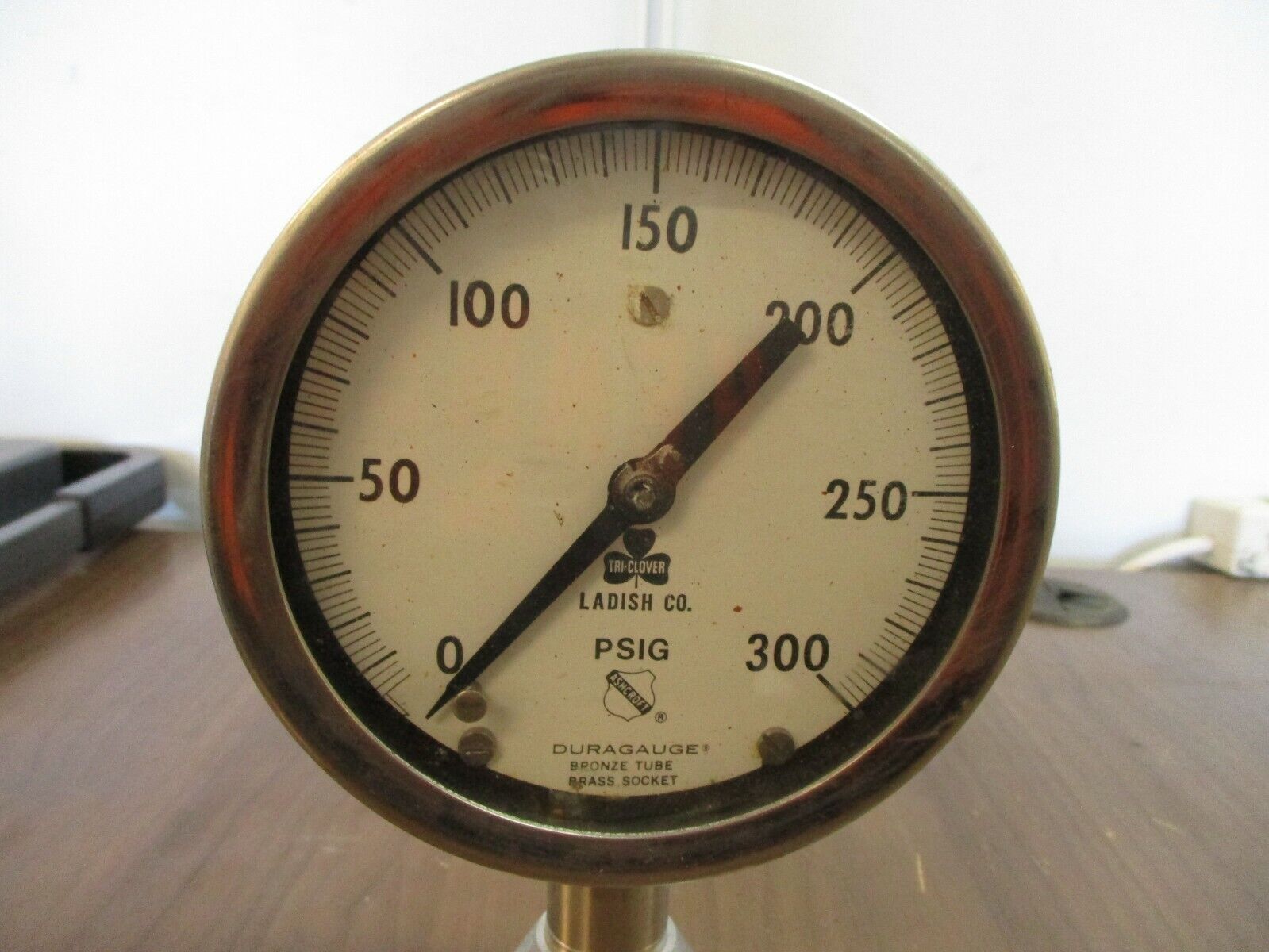 Tri-Clover Ladish Ashcroft Duragauge Pressure Gauge Bronze Tube Brass Socket