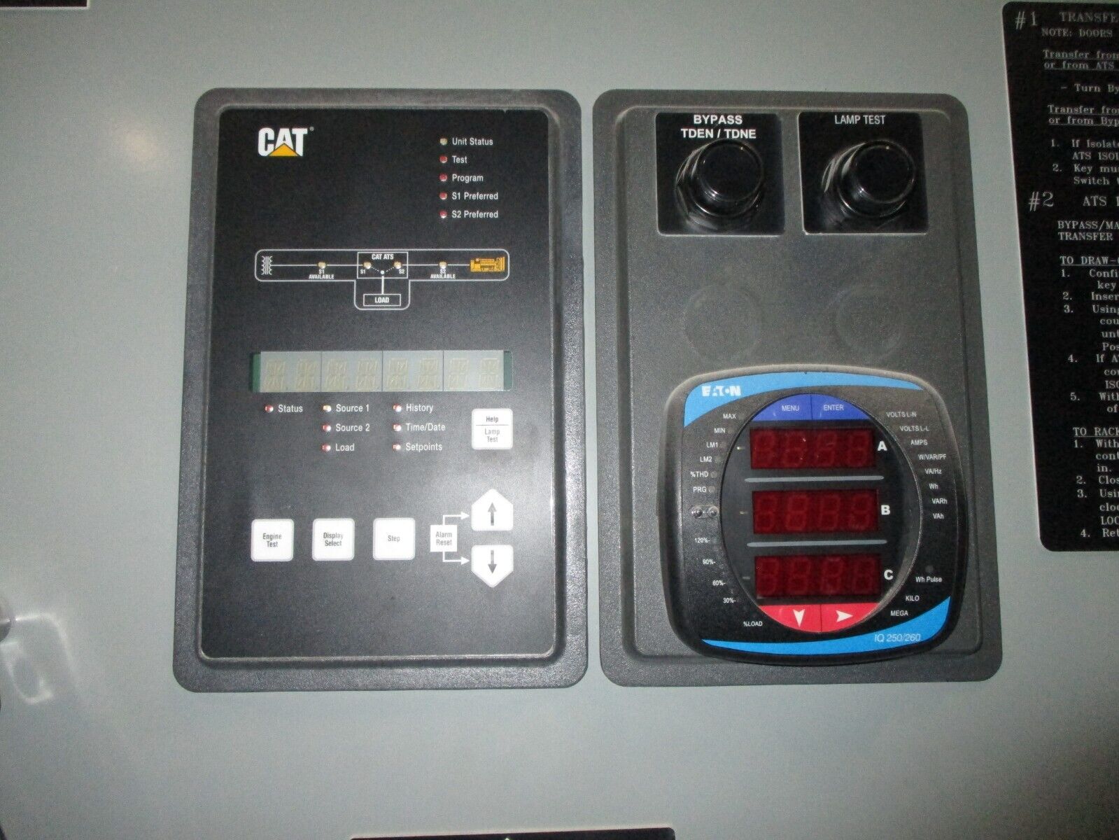 CAT / Eaton Bypass Isolation Automatic Transfer Switch BIC8C3X30800XSU 800A Used