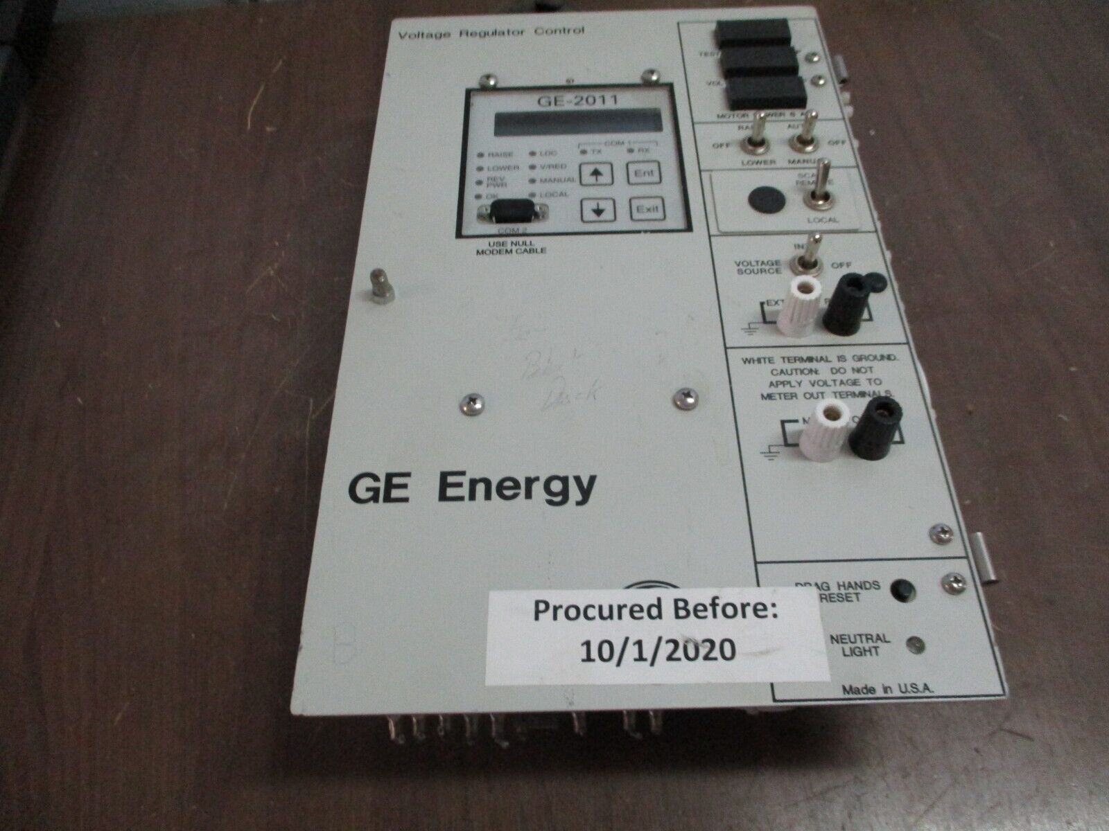 GE GE-2011 Voltage Regulator Control GE-2011C-6SL S/W: D-0146V08.10.07 Used
