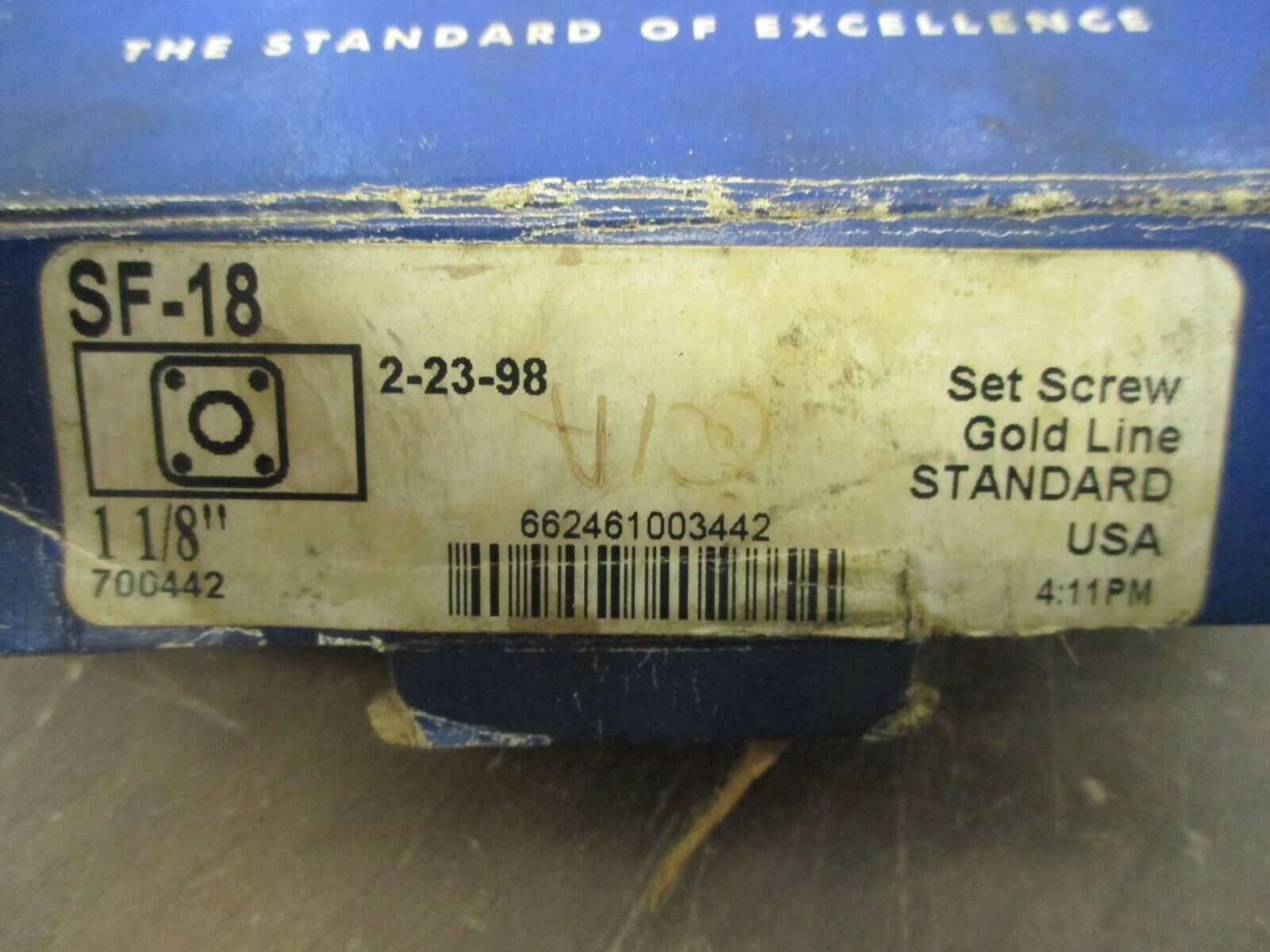 SealMaster Gold Line Flange Bearing SF-18 1 1/8" New Surplus